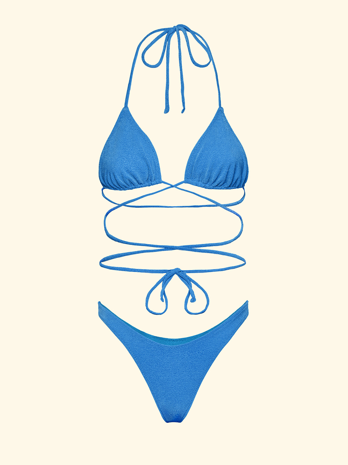 Bikini Donna F**K Triangolo con Slip Americano Fisso Light Blue SW1801-LG