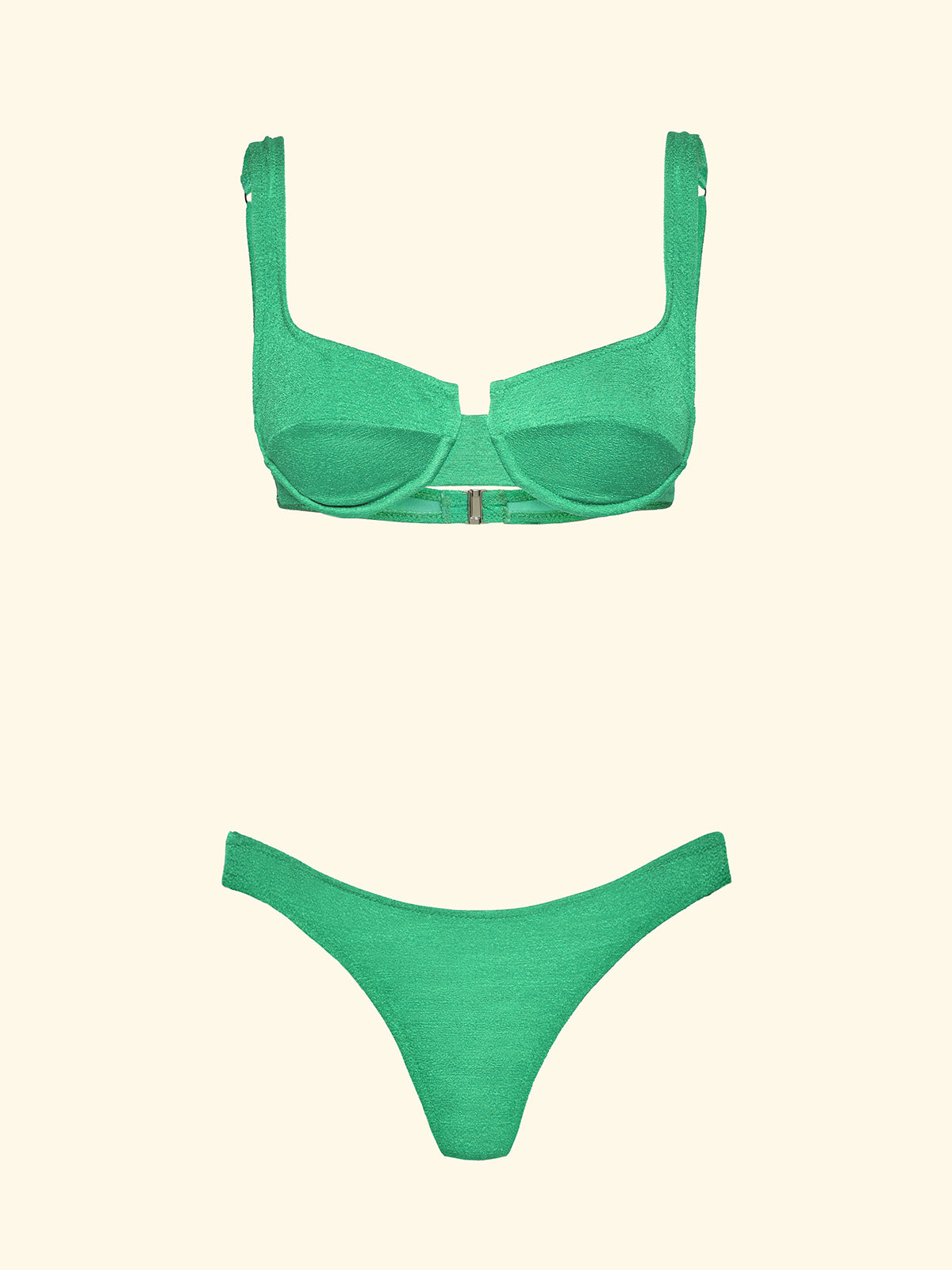 Kadın Bikinileri F**K Balenli Sütyen ve Slip Brezilya Sabit Su Yeşili SW1803-AQ