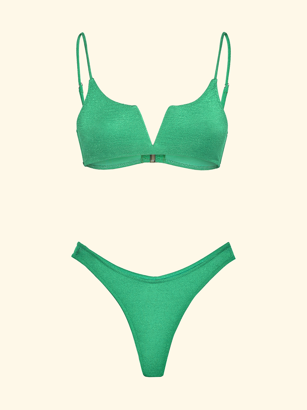 Damen-Bikinis F**K Festes Oberteil mit Bügel und Slip Amerikanisches Festwassergrün SW1805-AQ