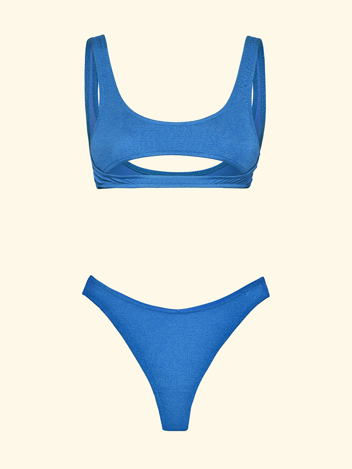 Image of Damen-Bikinis F**K Festes Oberteil mit Slip Brasilianischer High Waist Hellblau SW1806-LG