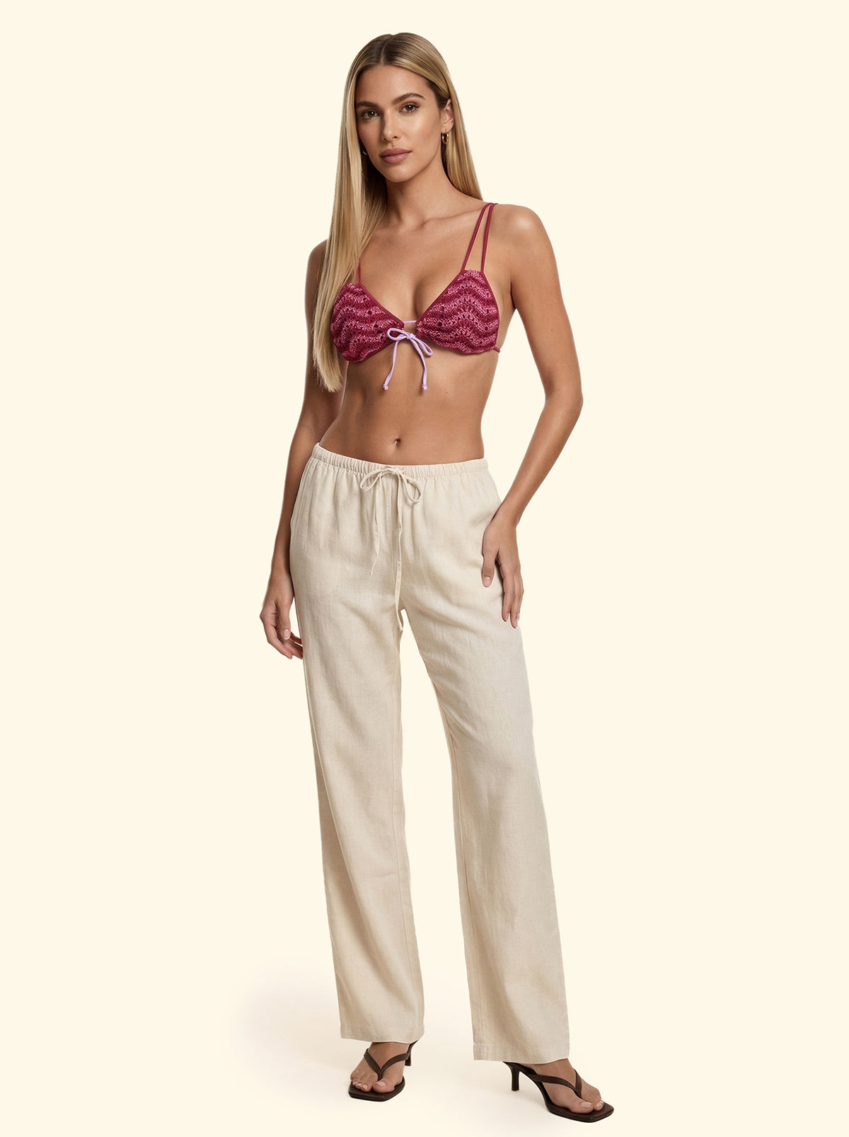 Women's Palazzo Trousers F**K Beige SW1944-BG