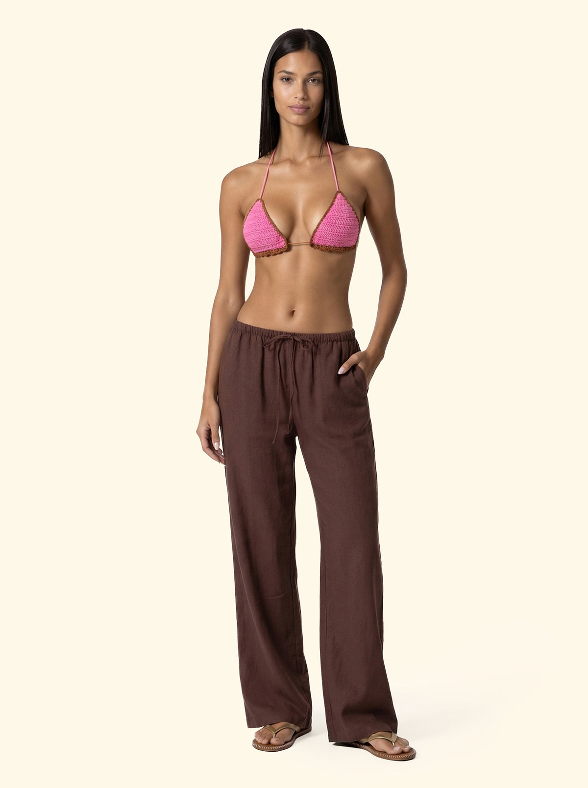 Image of Pantalone Palazzo Donna F**K Marrone SW1944-BN