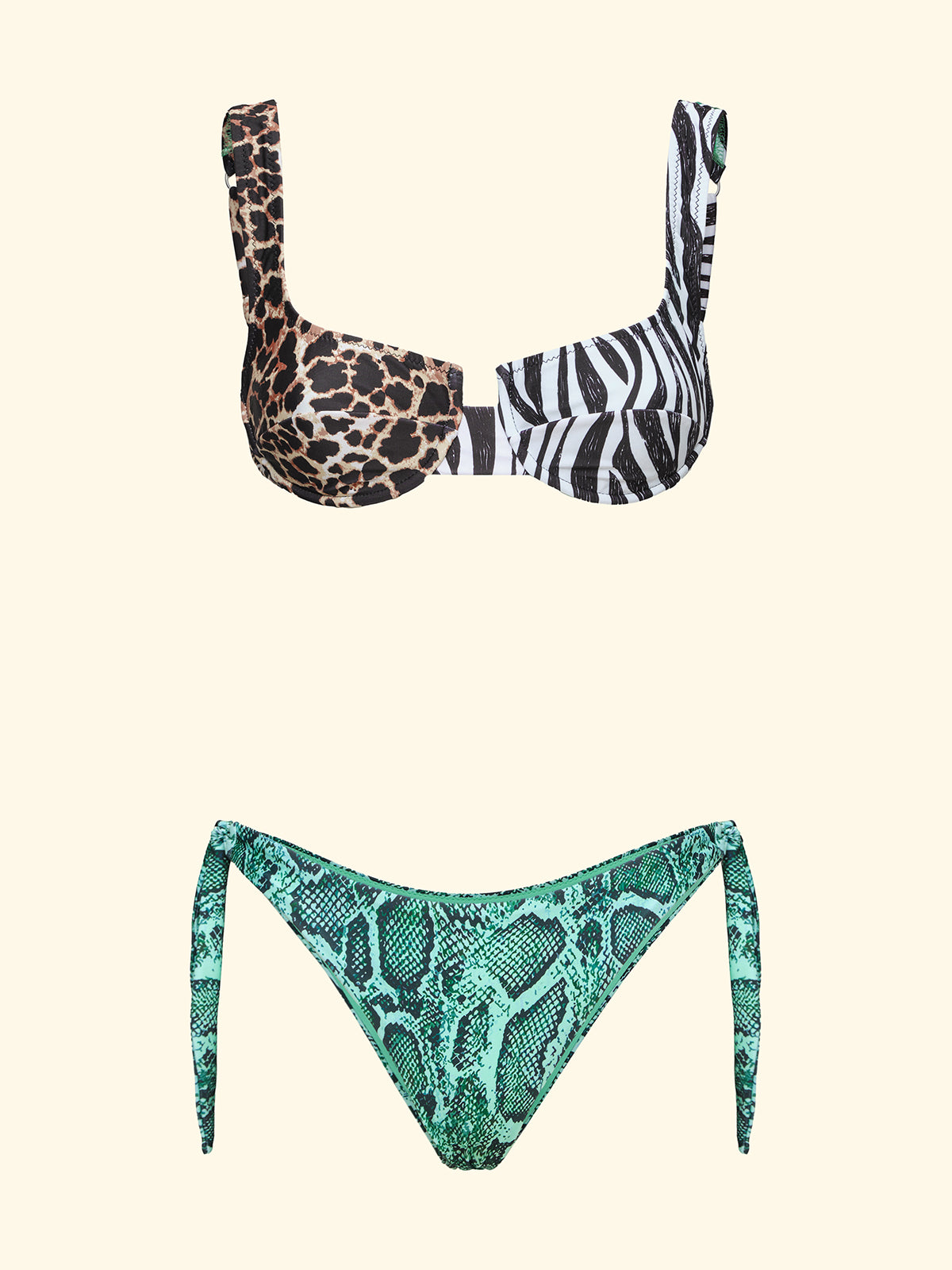 Image of Bikini Donna F**K Reggiseno con Ferretto e Slip Regolabile Fantasia SW2301-X10