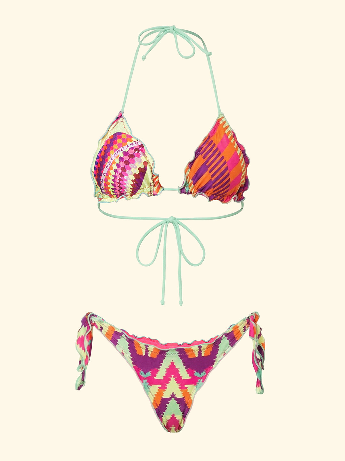 Image of Bikini Donna F**K Triangolo con Slip Regolabile Fantasia SW2502-X13