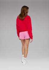 Pink flared shorts