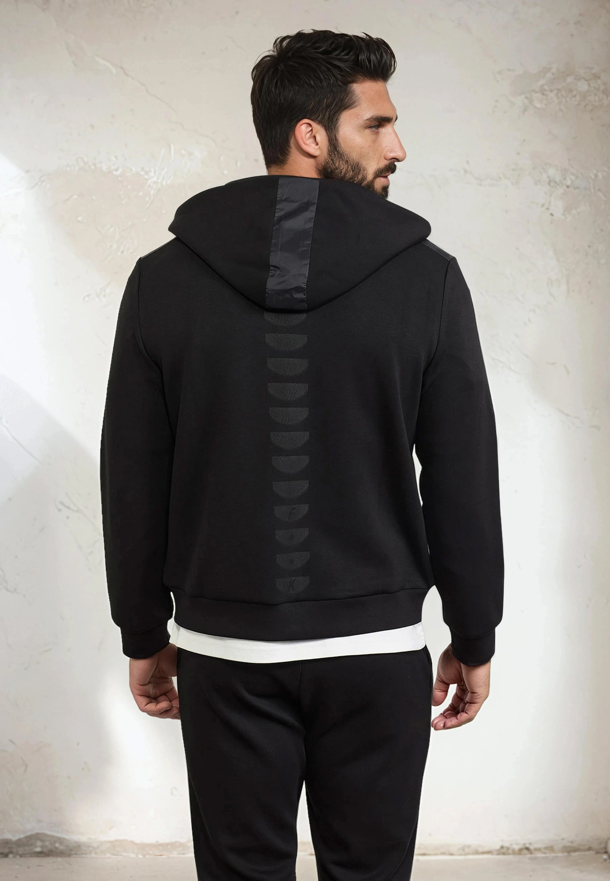 Sweat à capuche entièrement zippé pour hommes F**K Noir M3100-BK