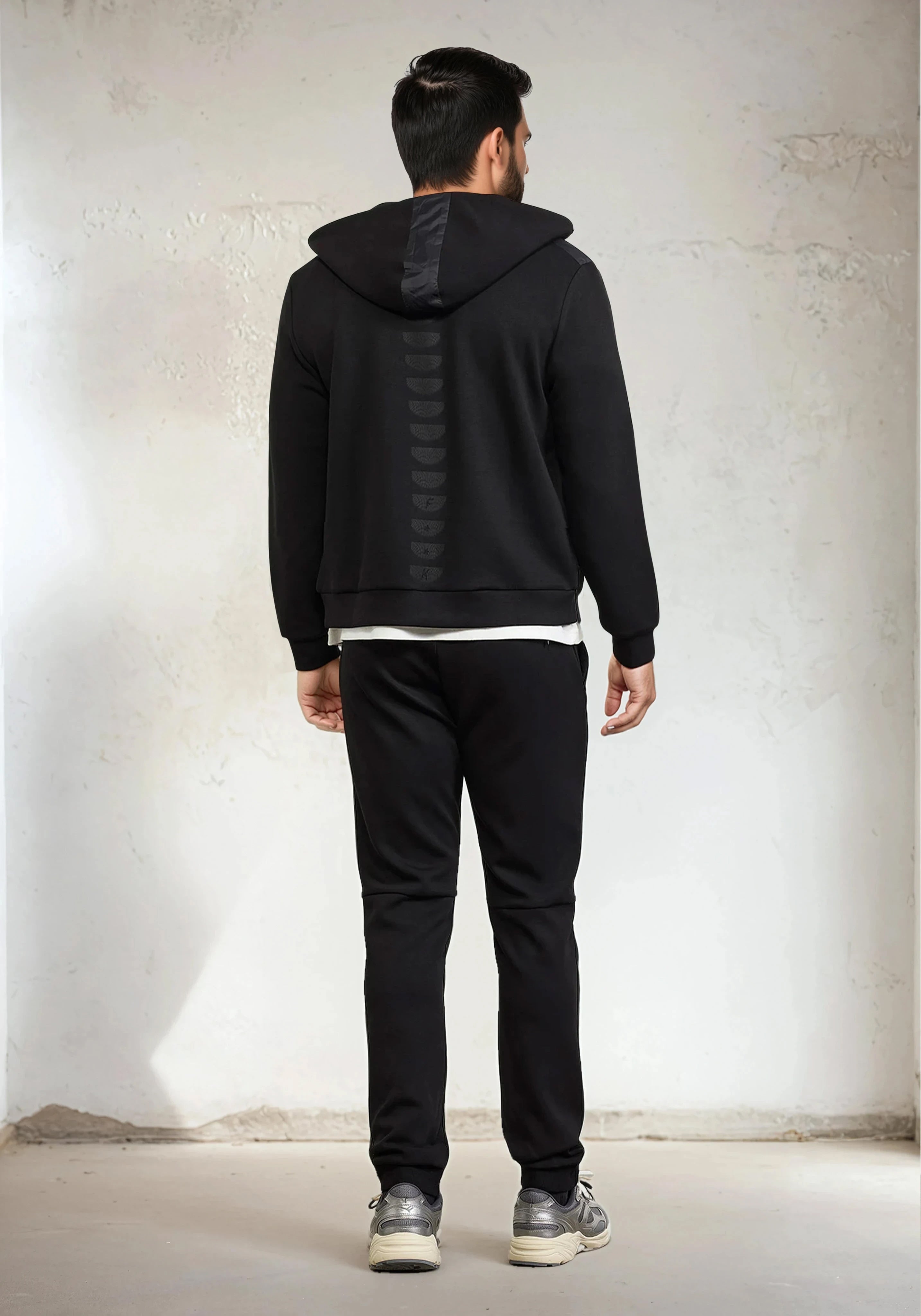 Image of Sweat à capuche entièrement zippé pour hommes F**K Noir M3100-BK