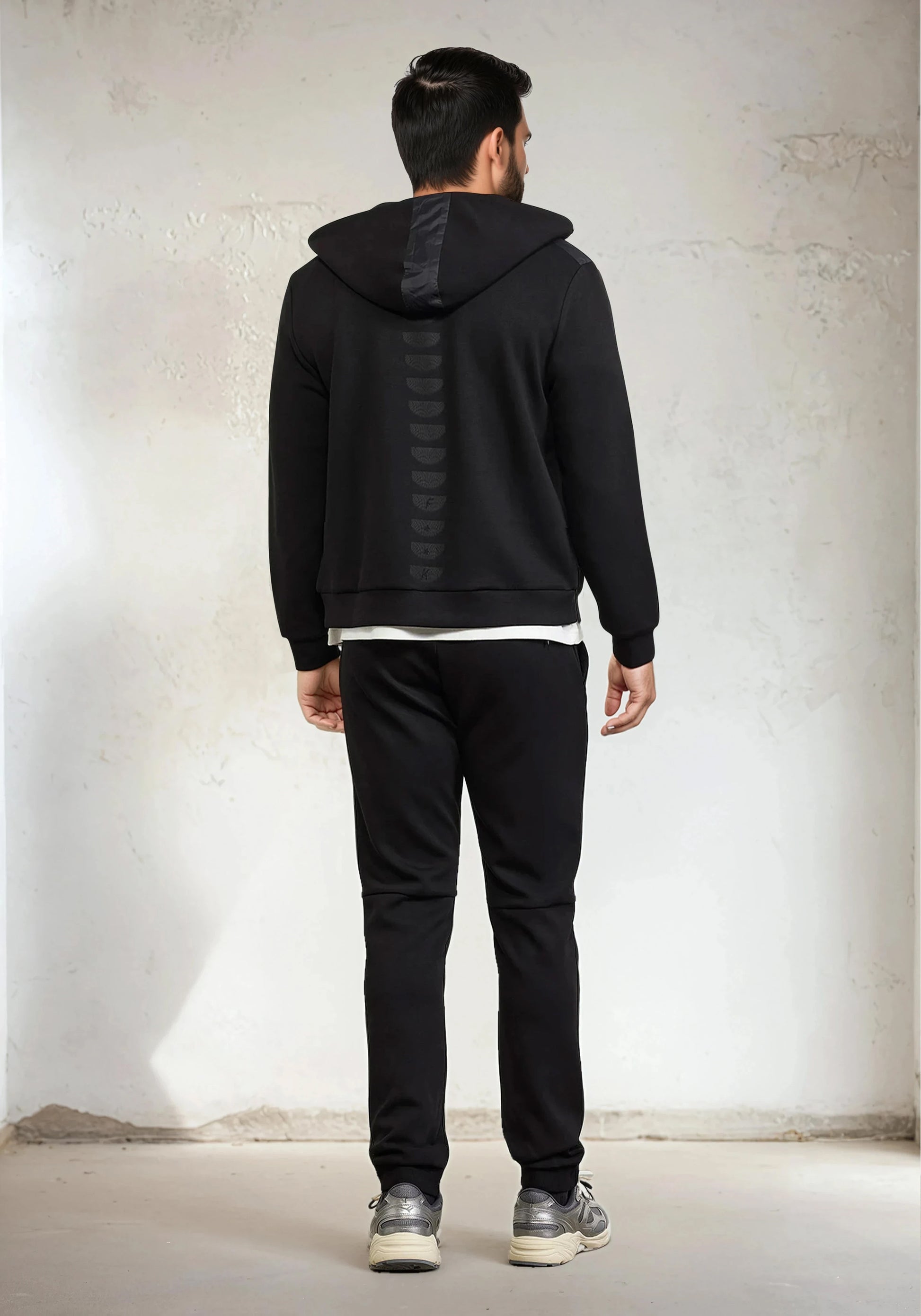 Sweat à capuche entièrement zippé pour hommes F**K Noir M3100-BK