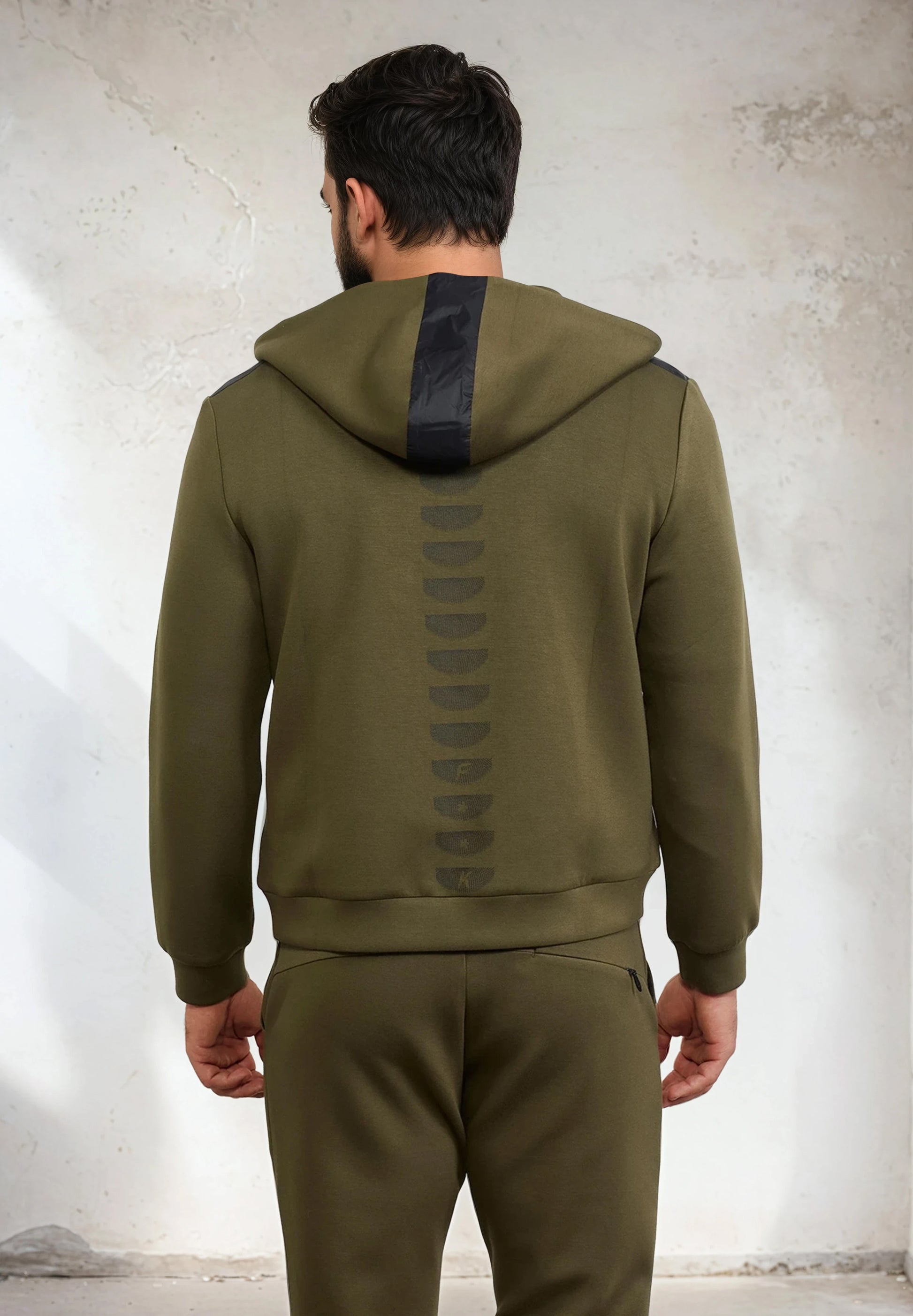 Felpa con Cappuccio Full Zip Uomo F**K Verde Militare M3100-MG