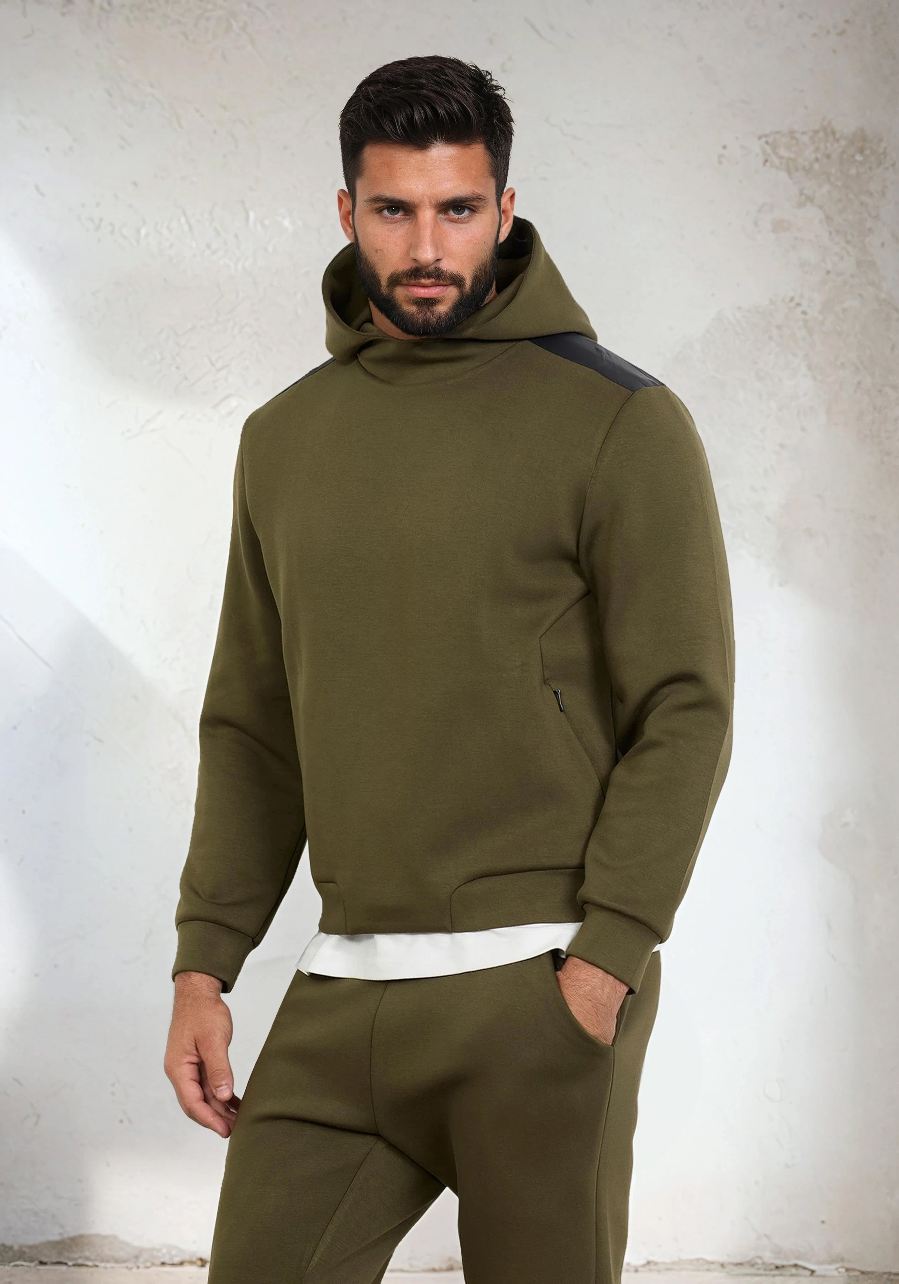 Felpa con Cappuccio Uomo F**K Verde Militare M3101-MG