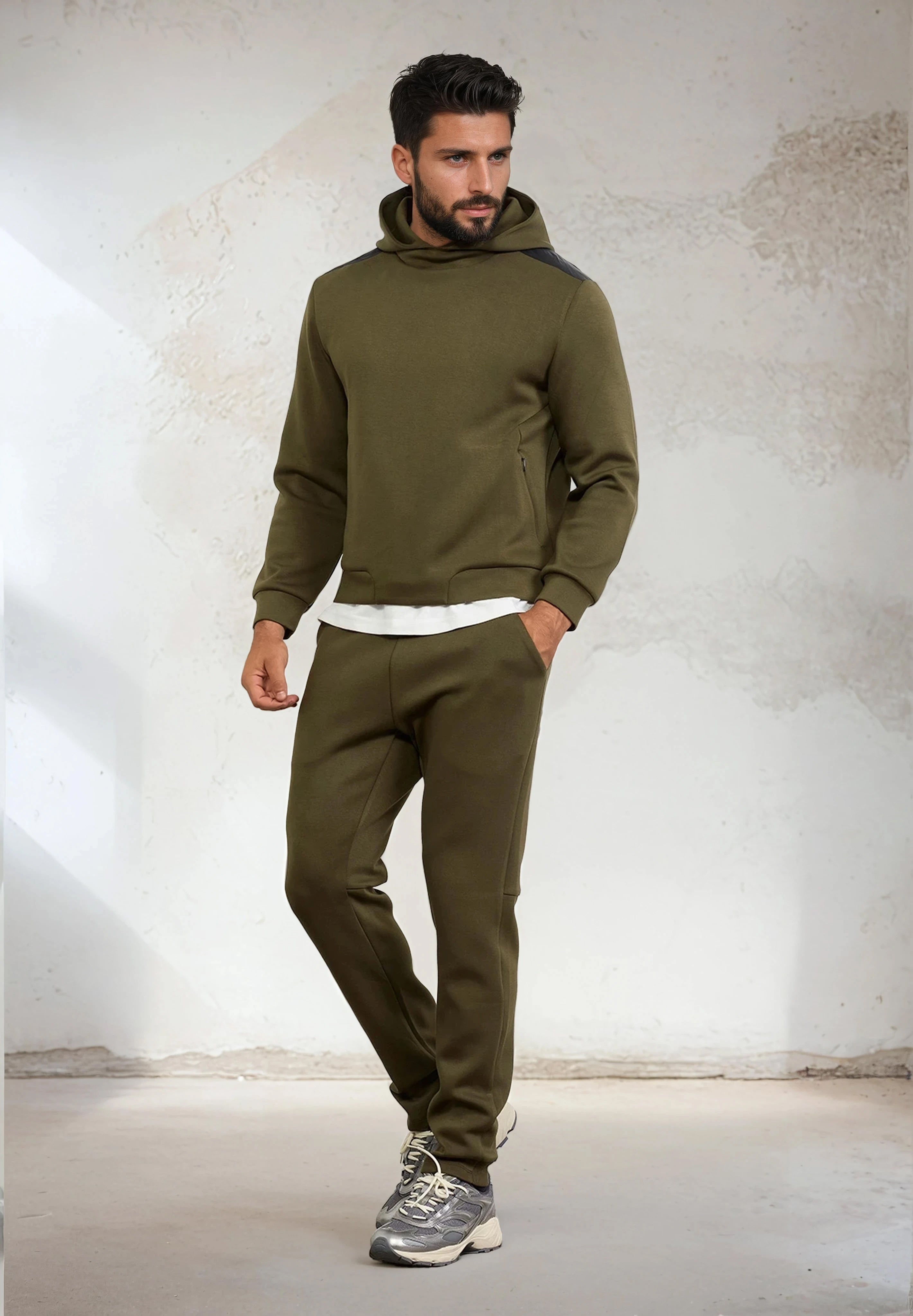 Felpa con Cappuccio Uomo F**K Verde Militare M3101-MG