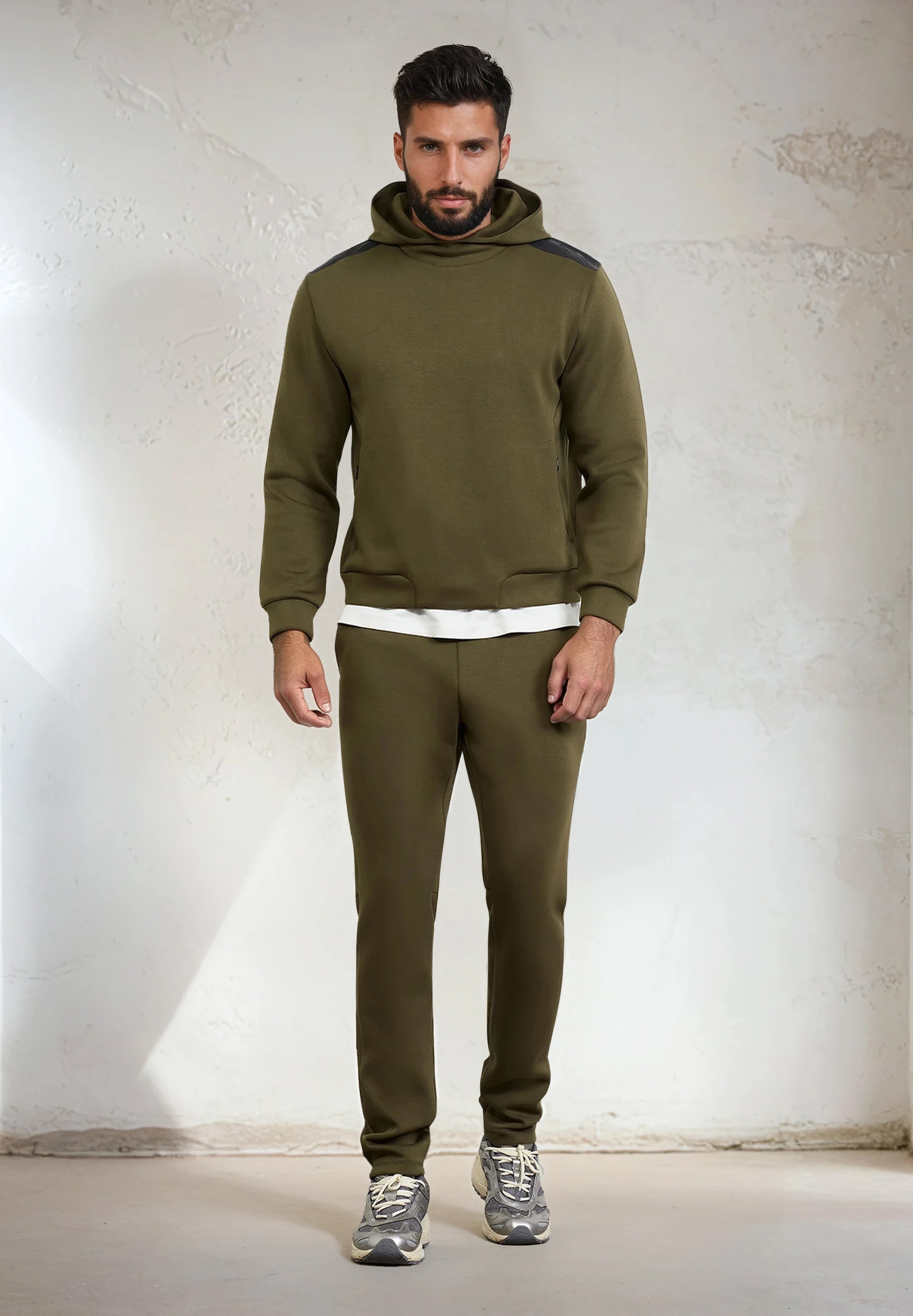 Felpa con Cappuccio Uomo F**K Verde Militare M3101-MG