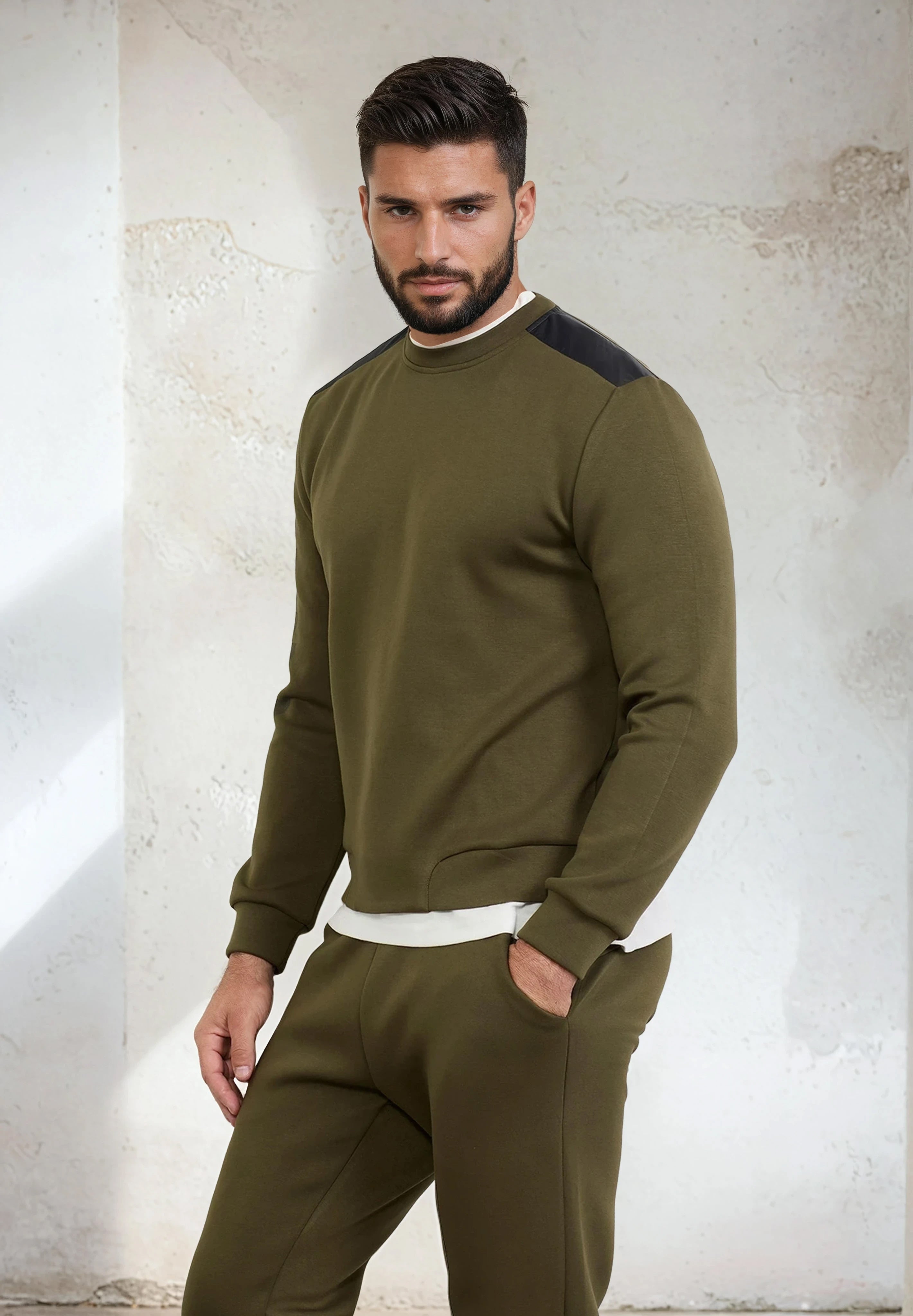 Felpa Paricollo Uomo F**K Verde Militare M3102-MG