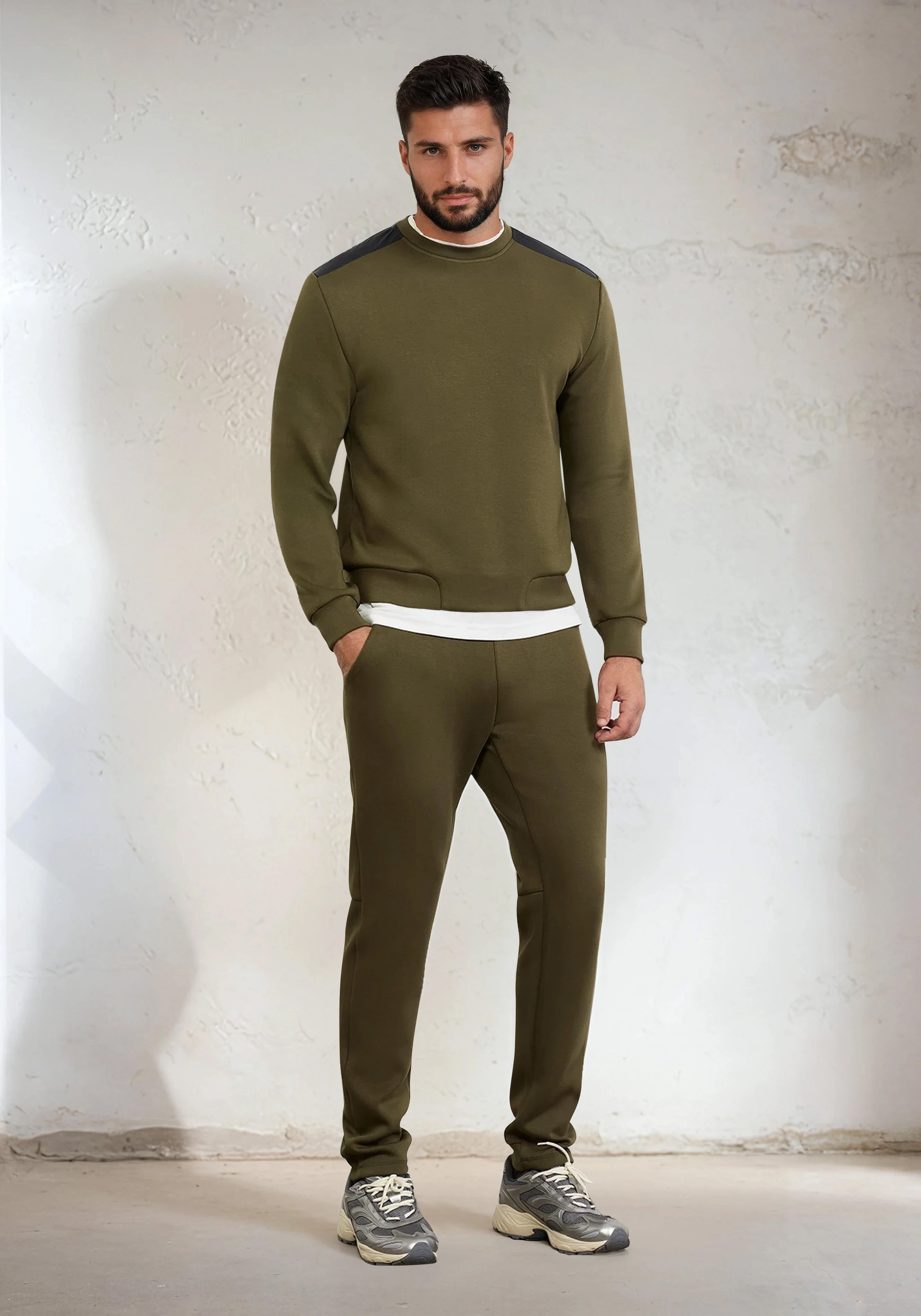 Felpa Paricollo Uomo F**K Verde Militare M3102-MG