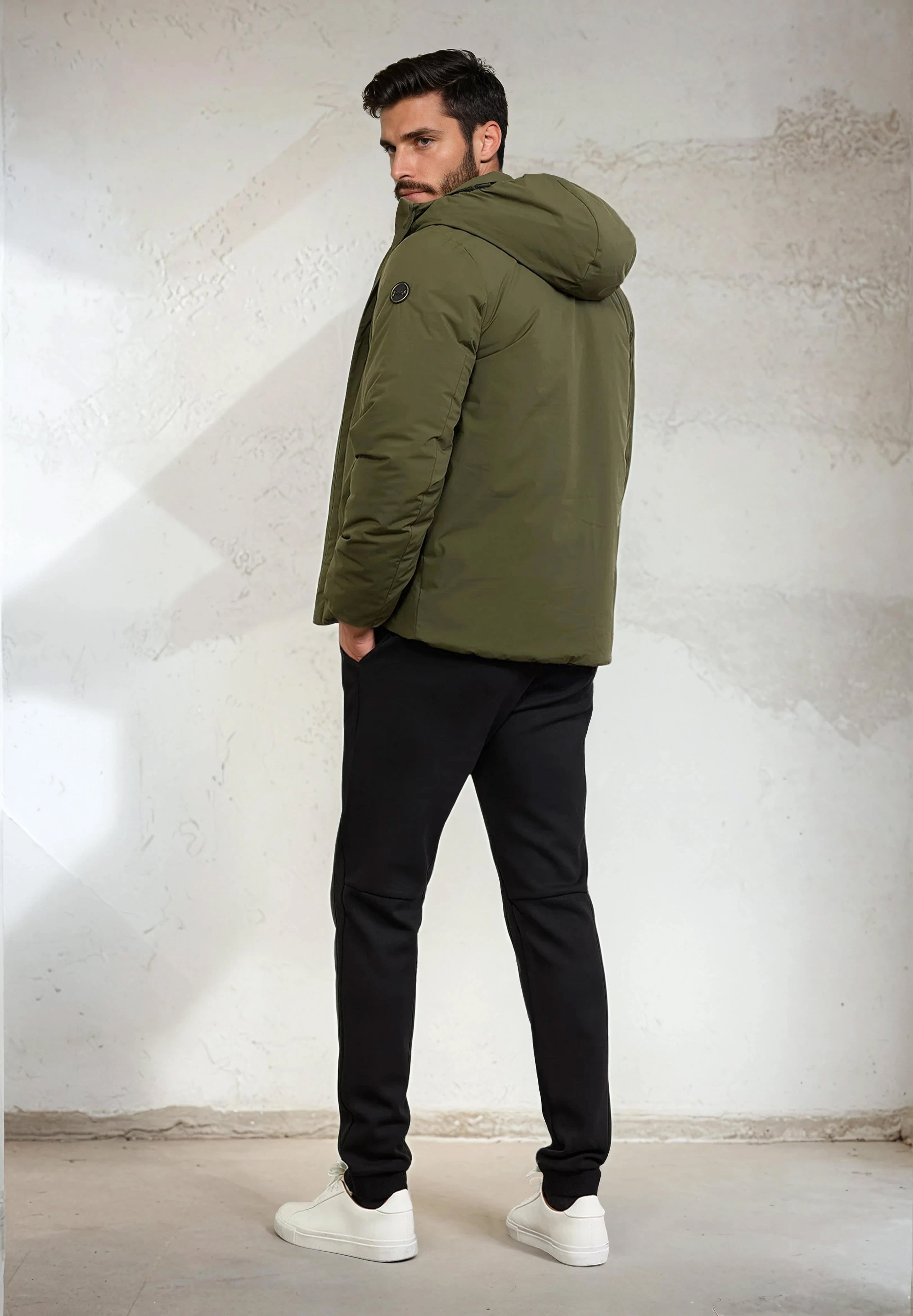 Giubotto Imbottito con cappuccio Uomo F**K Verde Militare M3201-MG