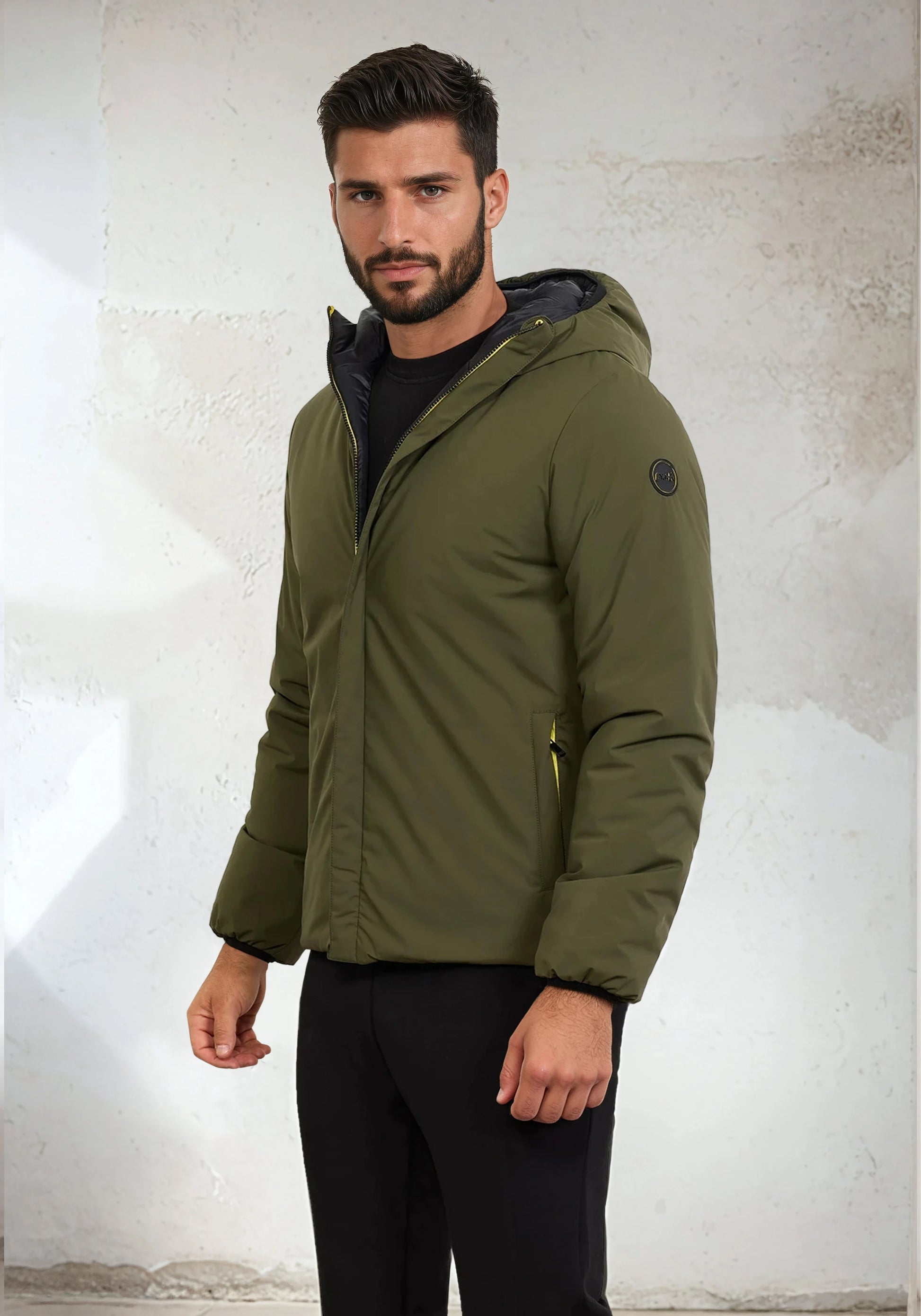 Giubotto Imbottito con cappuccio Uomo F**K Verde Militare M3201-MG