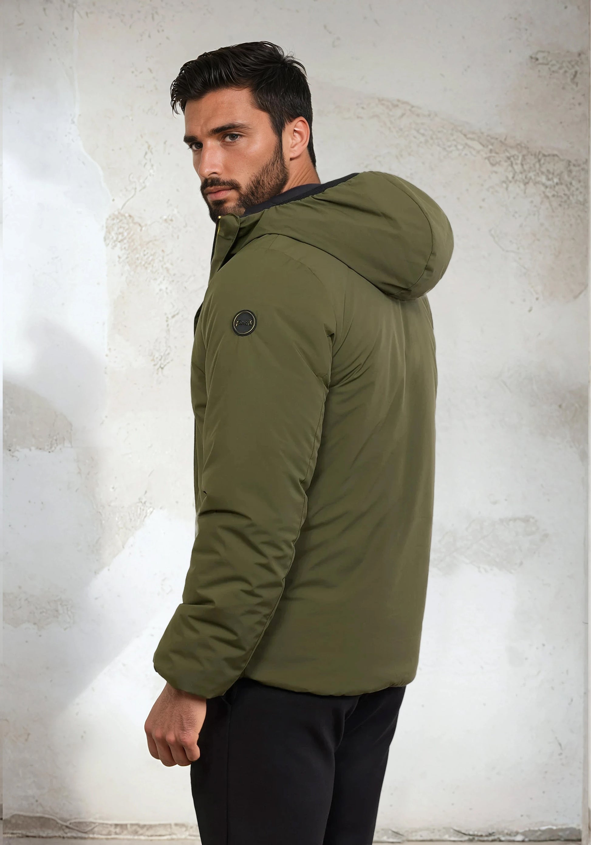 Giubotto Imbottito con cappuccio Uomo F**K Verde Militare M3201-MG