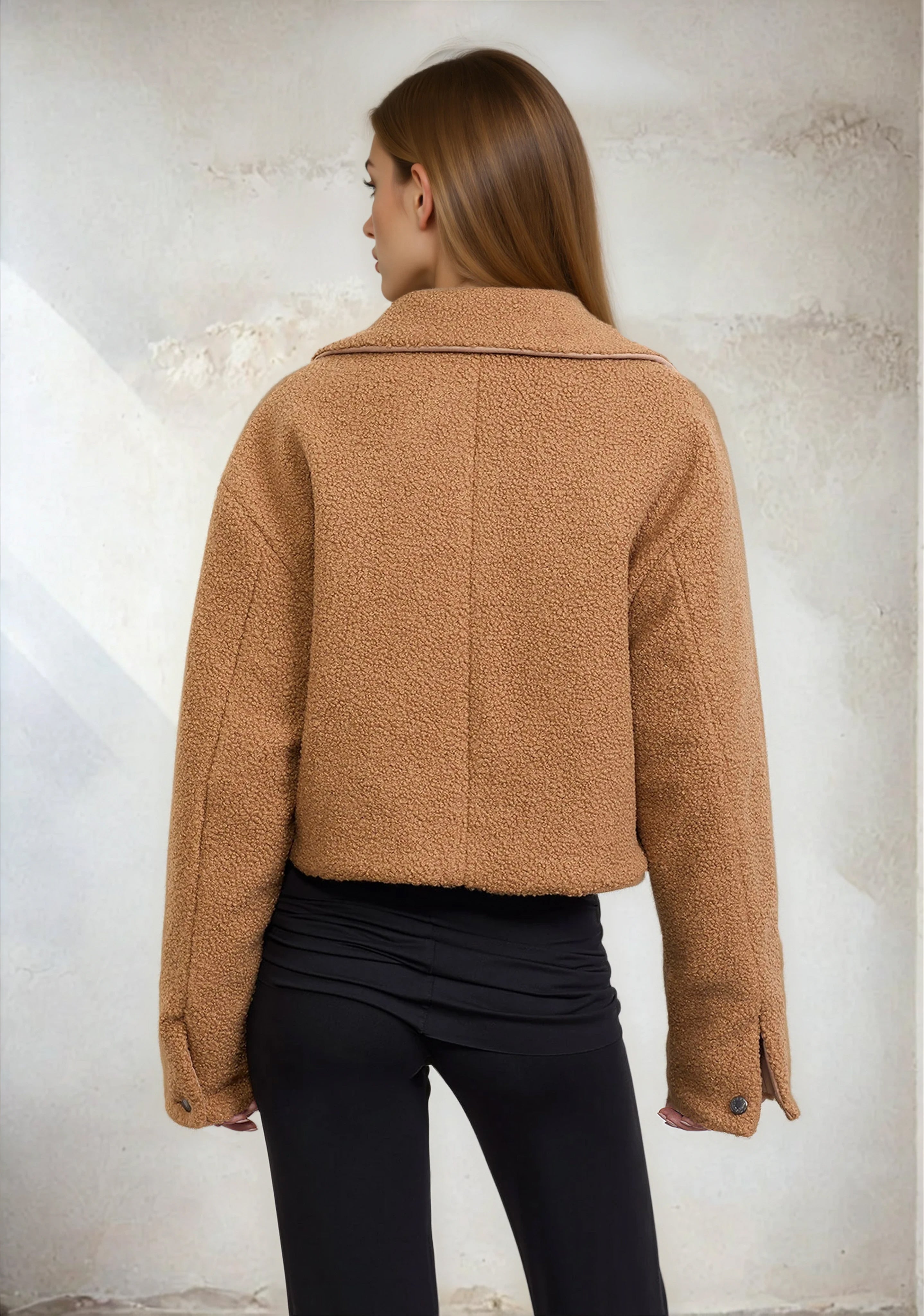 Image of Giacca Teddy Donna F**K Beige W0105-BG