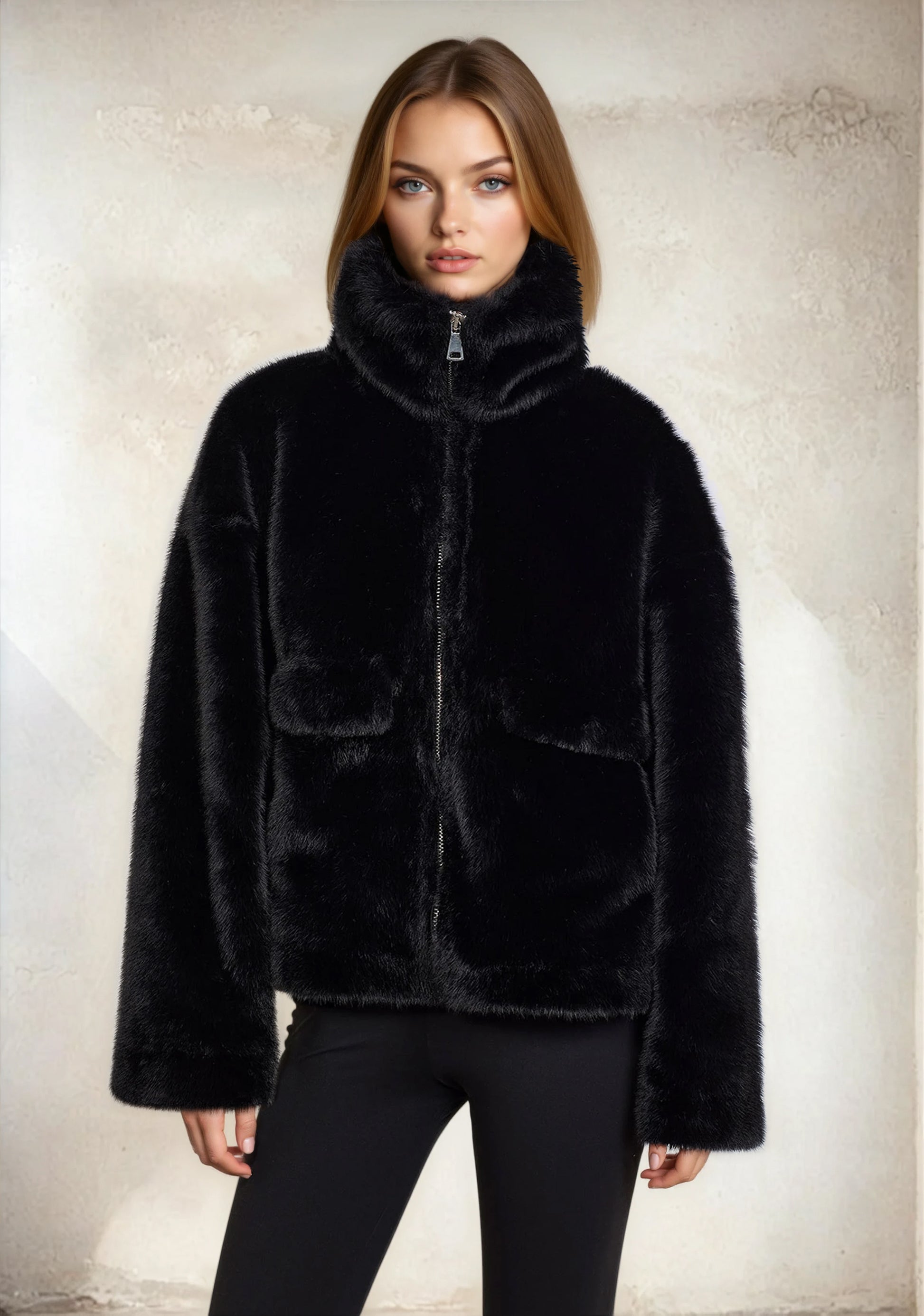 Eco Pelliccia Donna F**K Nera W0110-BK