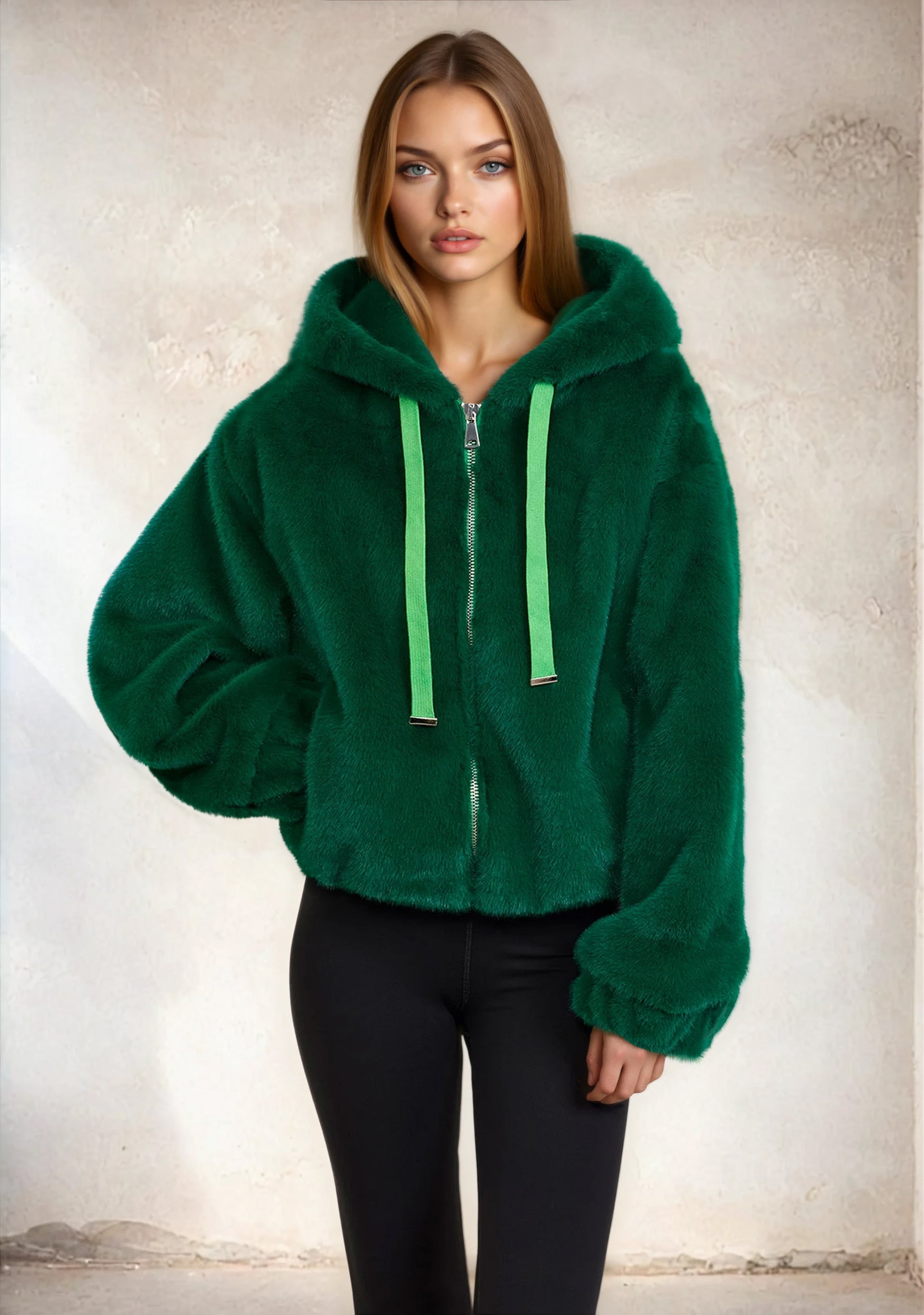 Eco Fur woman F**K Green W0115-Ln