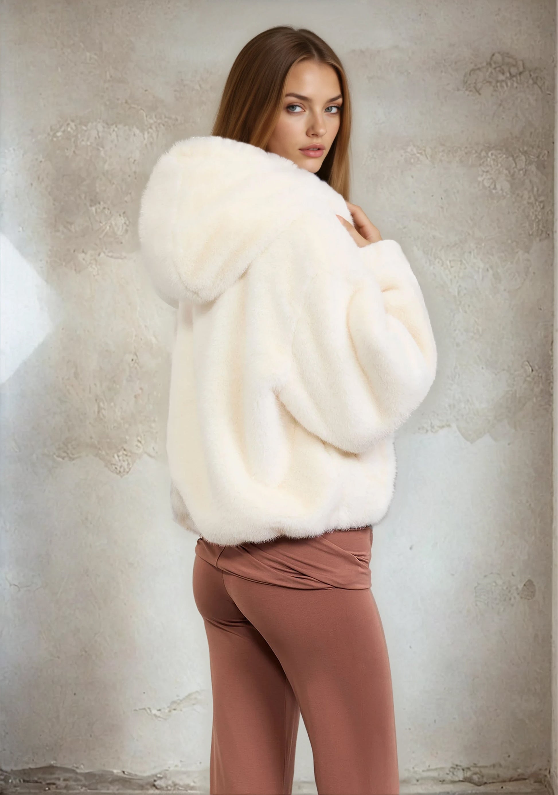 Eco Fur woman F**K White W0115-WH