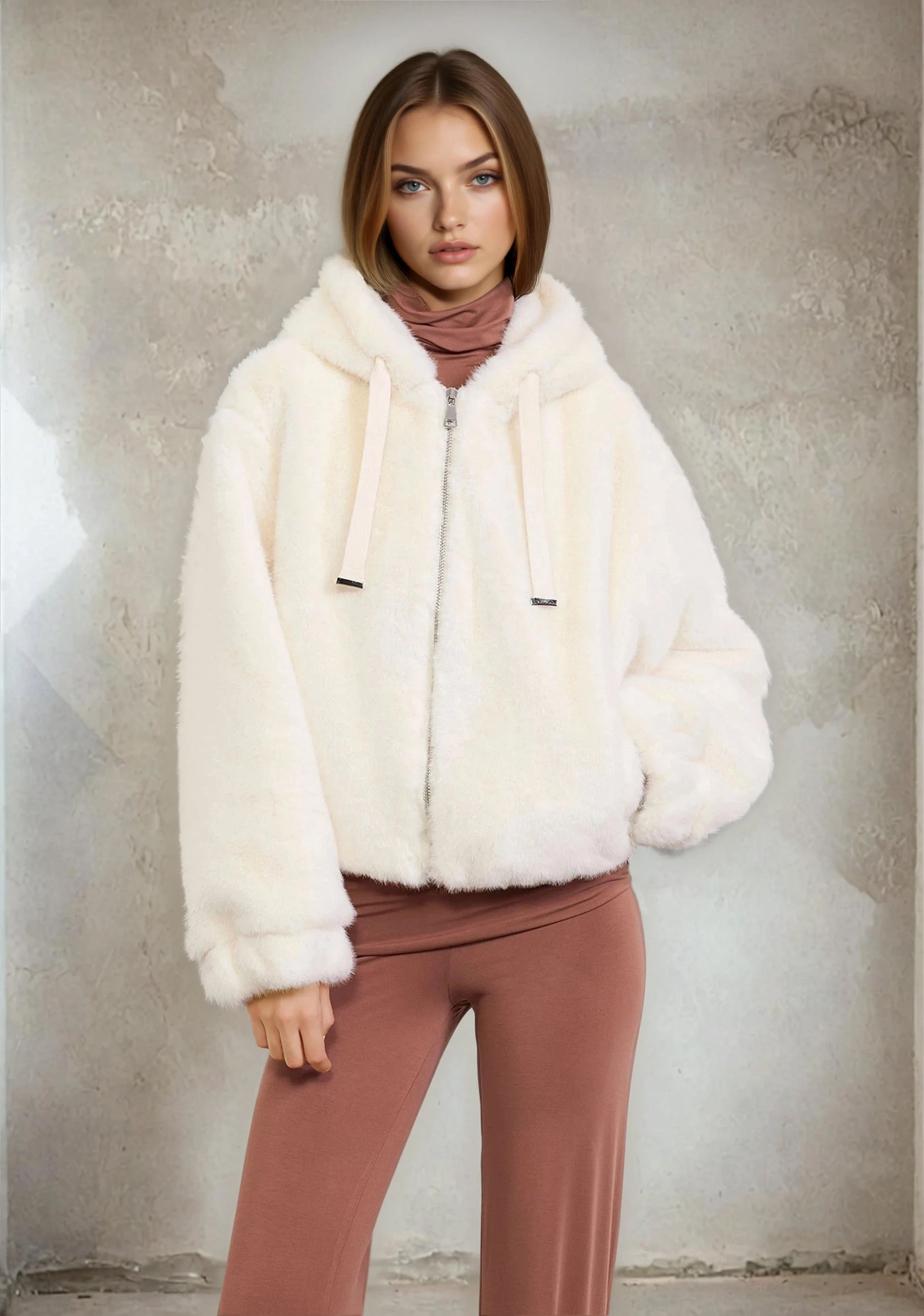 Eco Fur woman F**K White W0115-WH