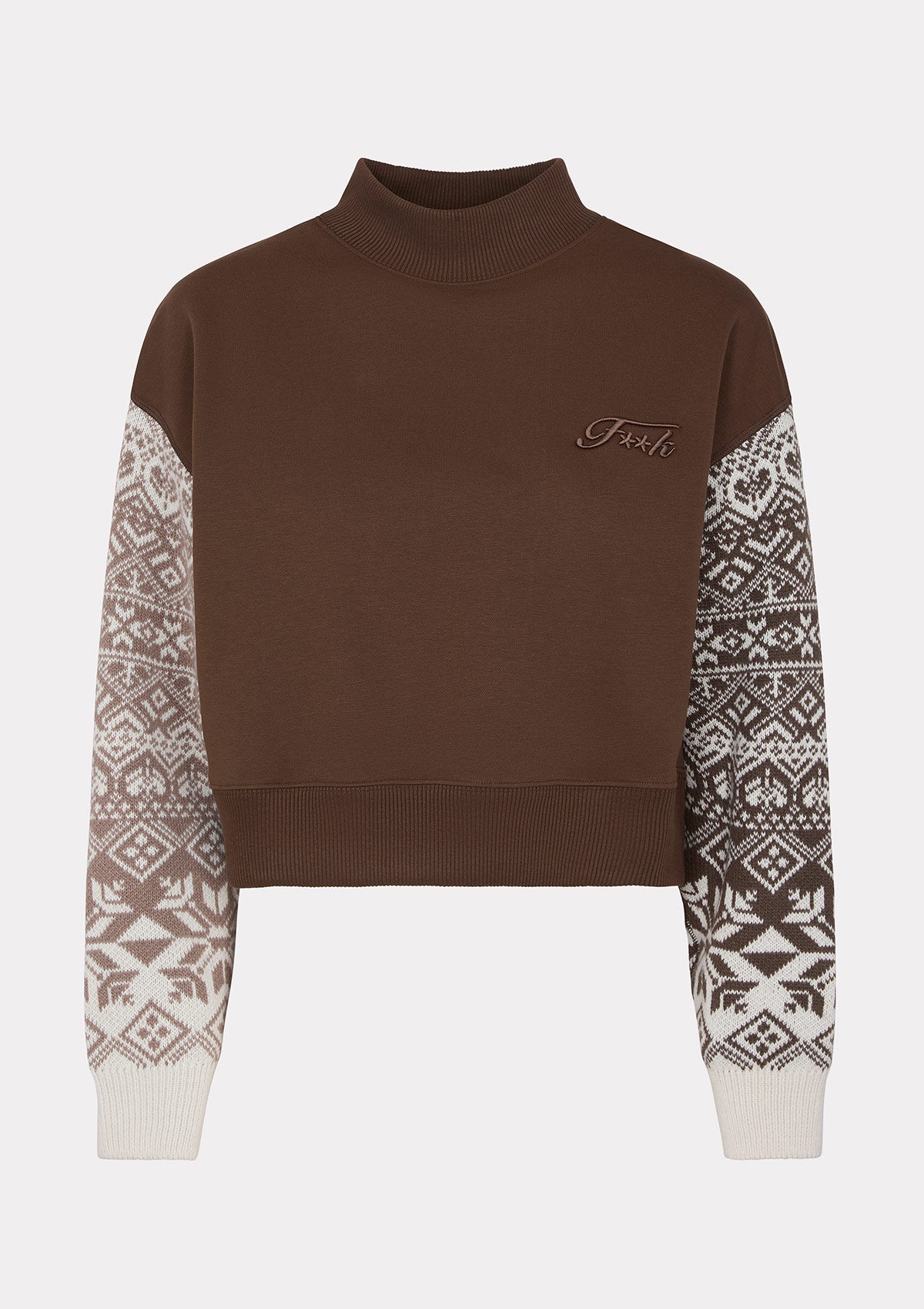 Felpa Crop Donna F**K Marrone W0202-BN