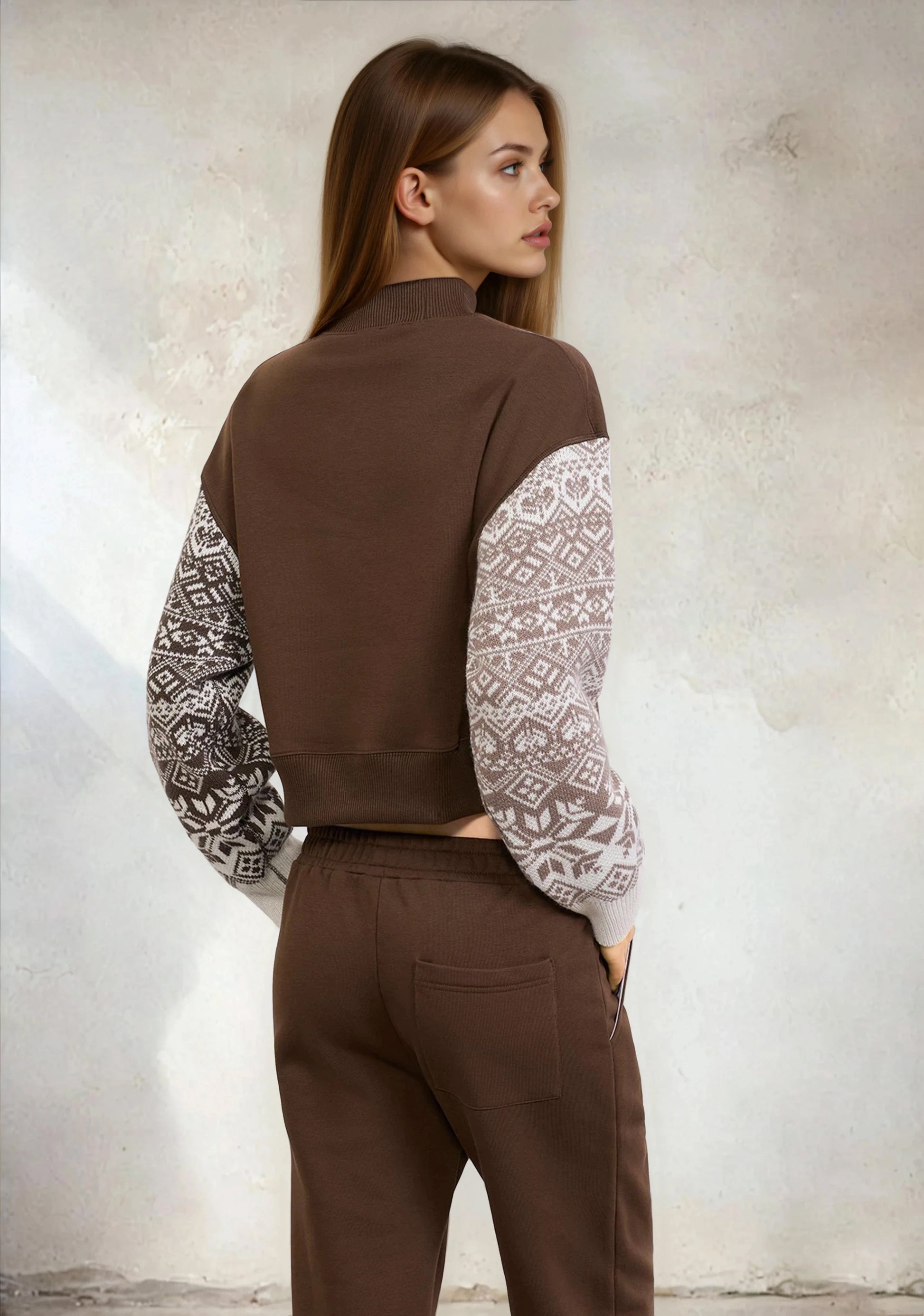 Felpa Crop Donna F**K Marrone W0202-BN