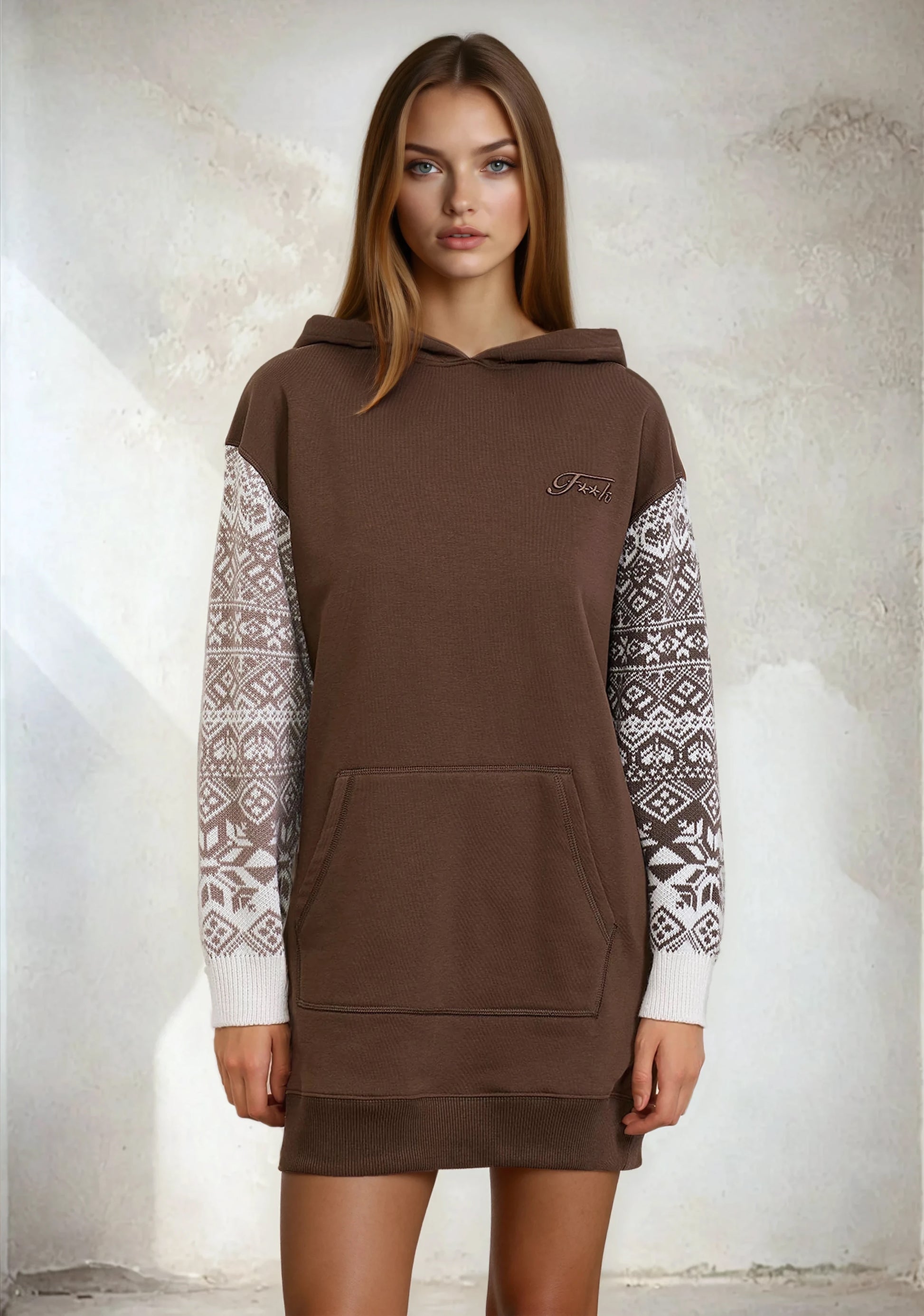 Woman short dress F**K Brown W0207-BN