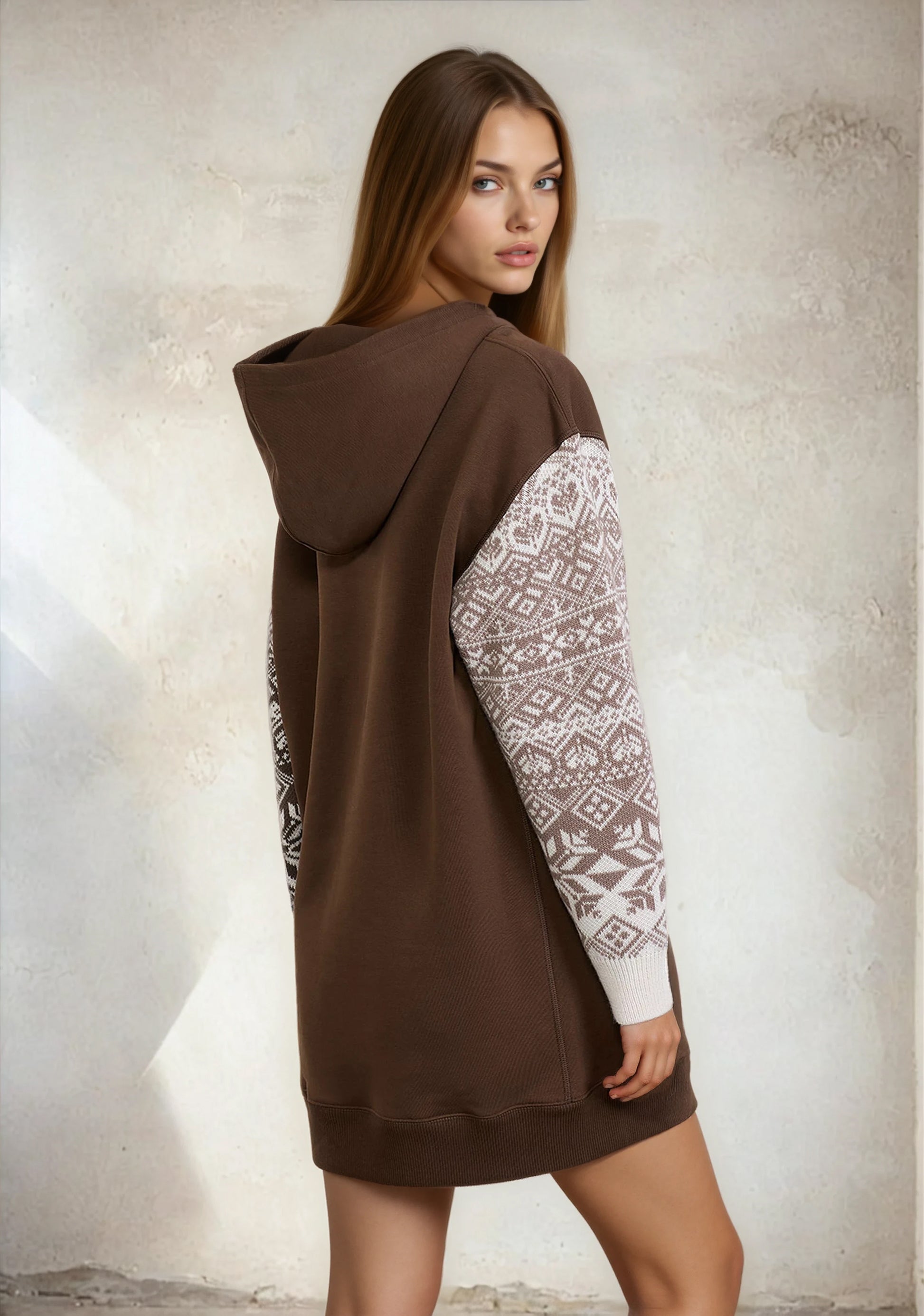 Woman short dress F**K Brown W0207-BN