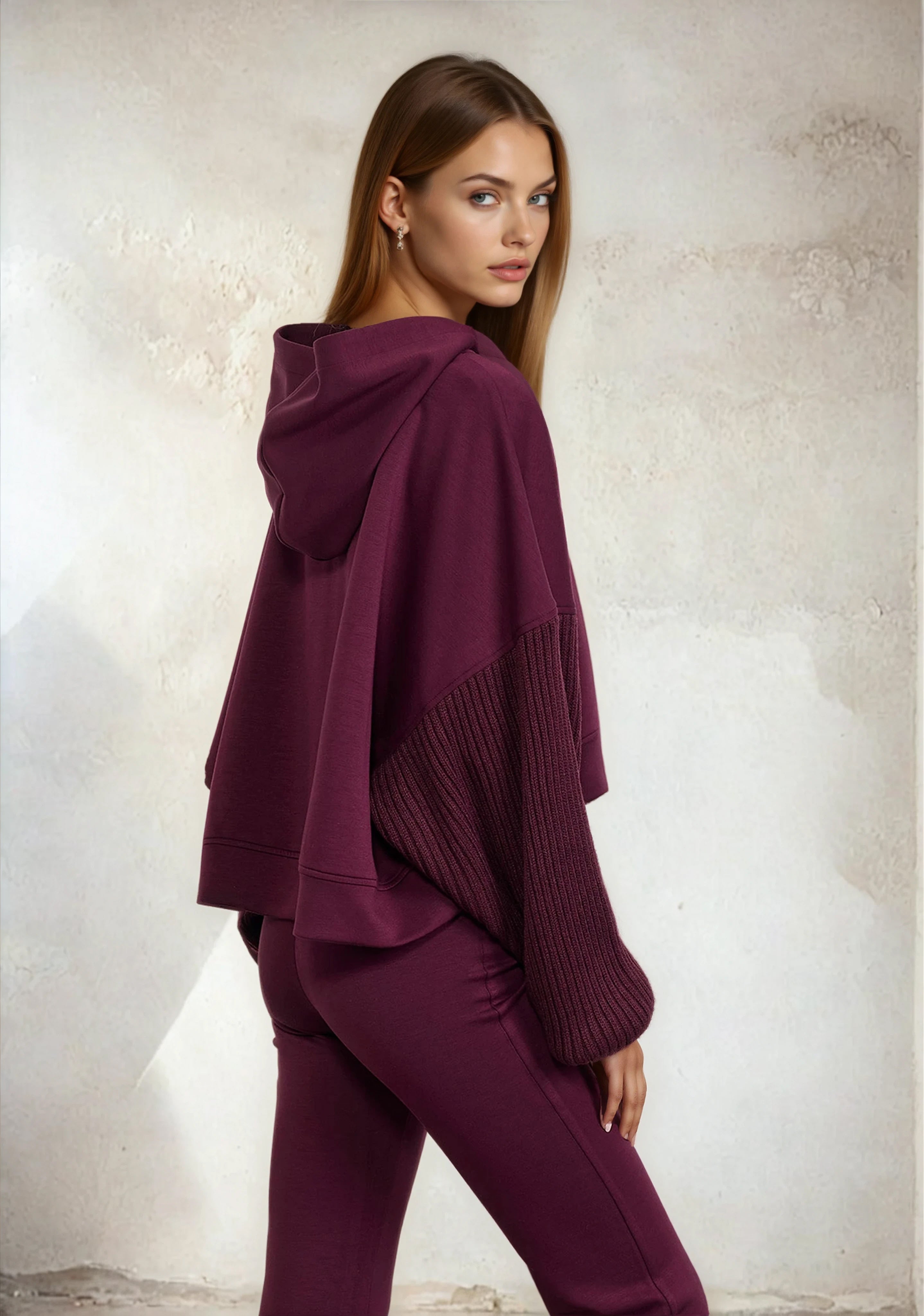 Image of Felpa con Cappuccio Donna F**K Bordeaux W0302-BD