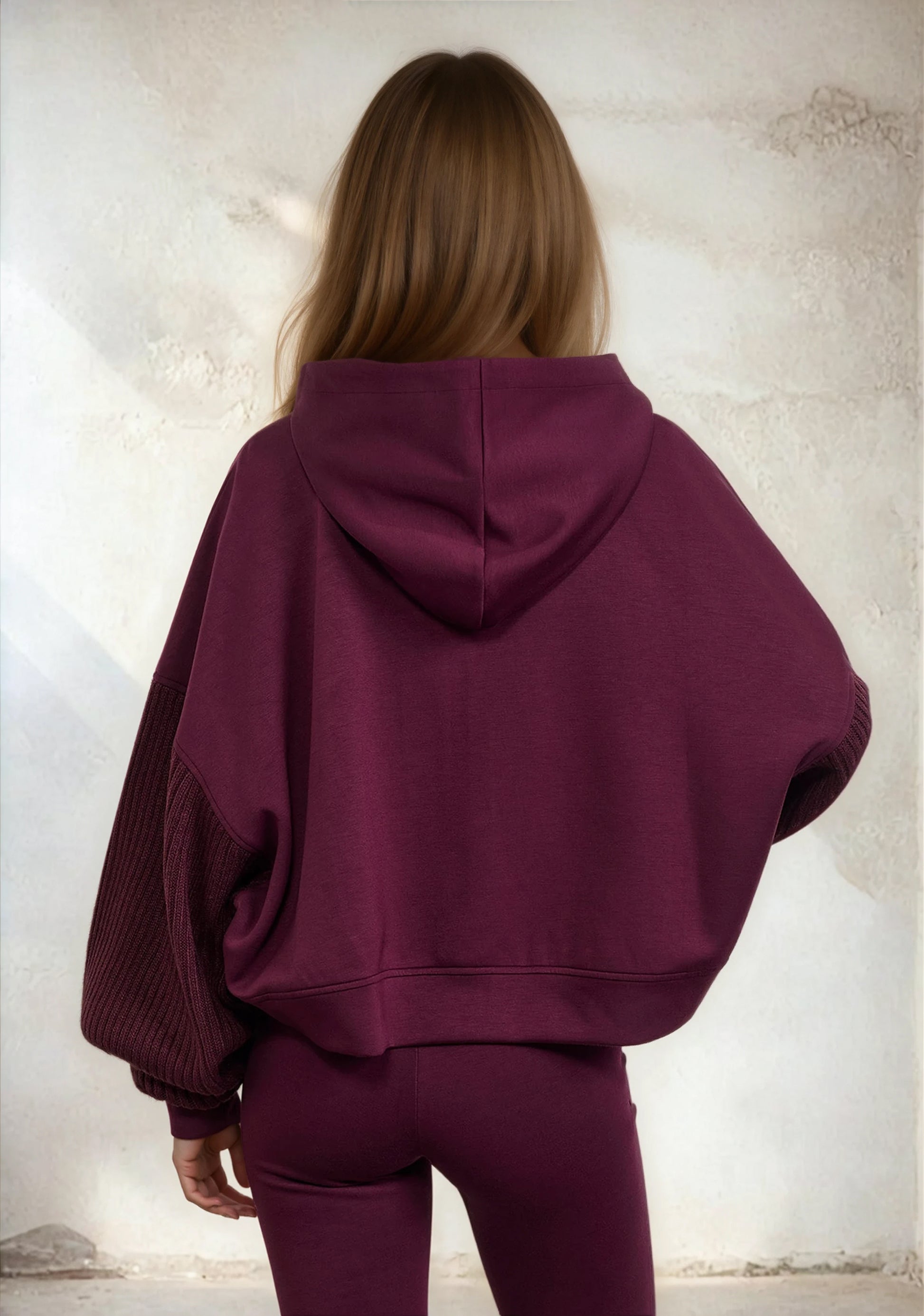 Felpa con Cappuccio Donna F**K Bordeaux W0302-BD