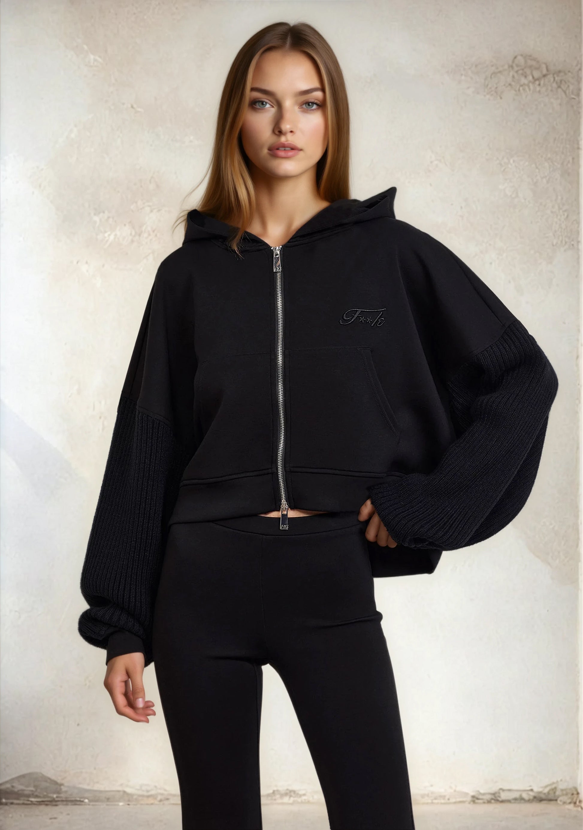 Felpa con Cappuccio Donna F**K Nera W0302-BK