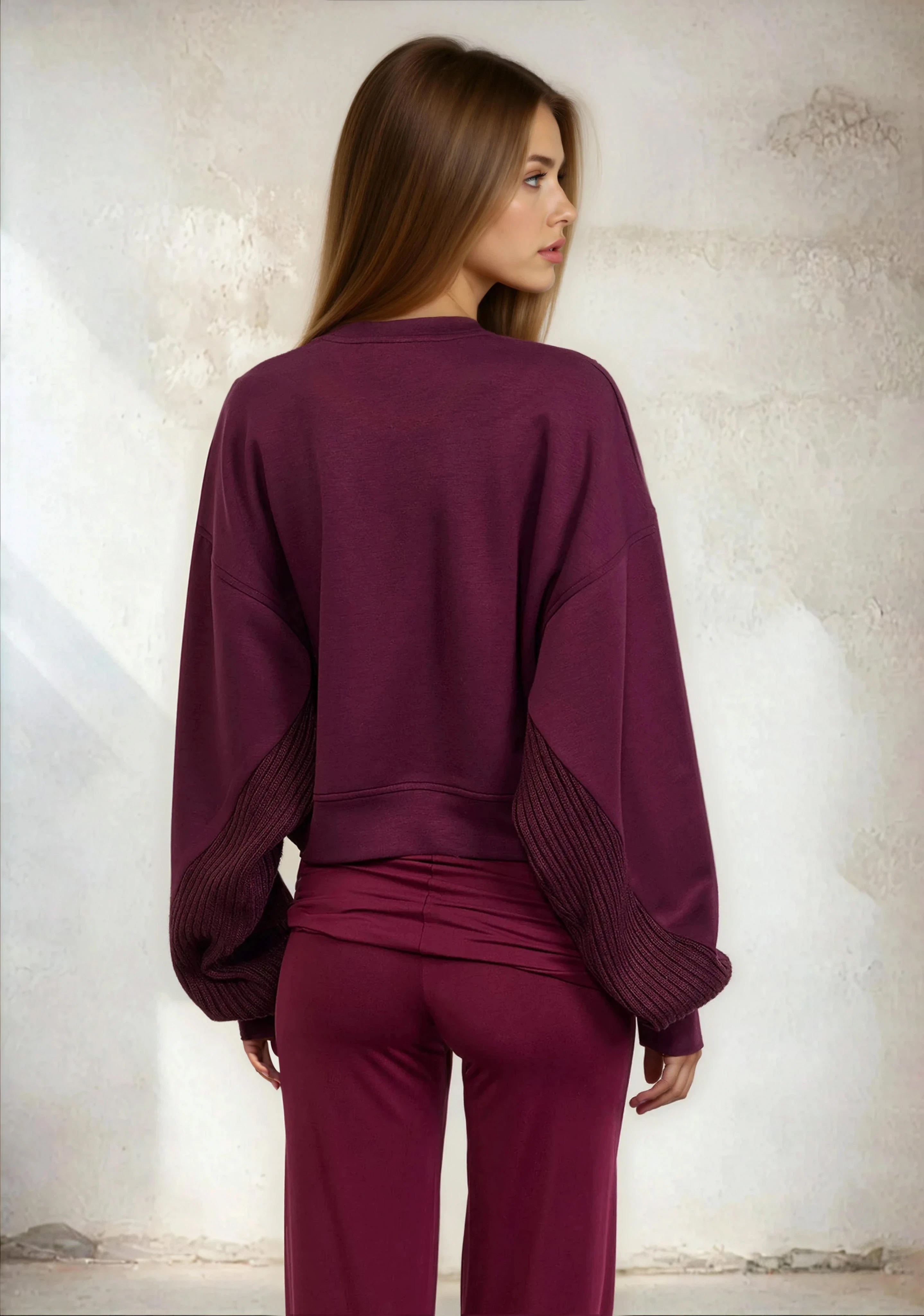 Felpa Crop Donna F**K Bordeaux W0305-BD