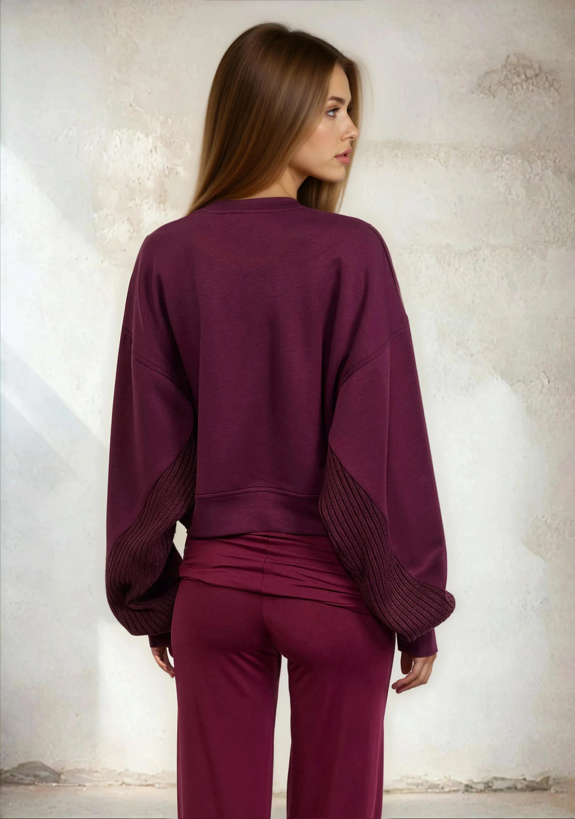 Felpa Crop Donna F**K Bordeaux W0305-BD