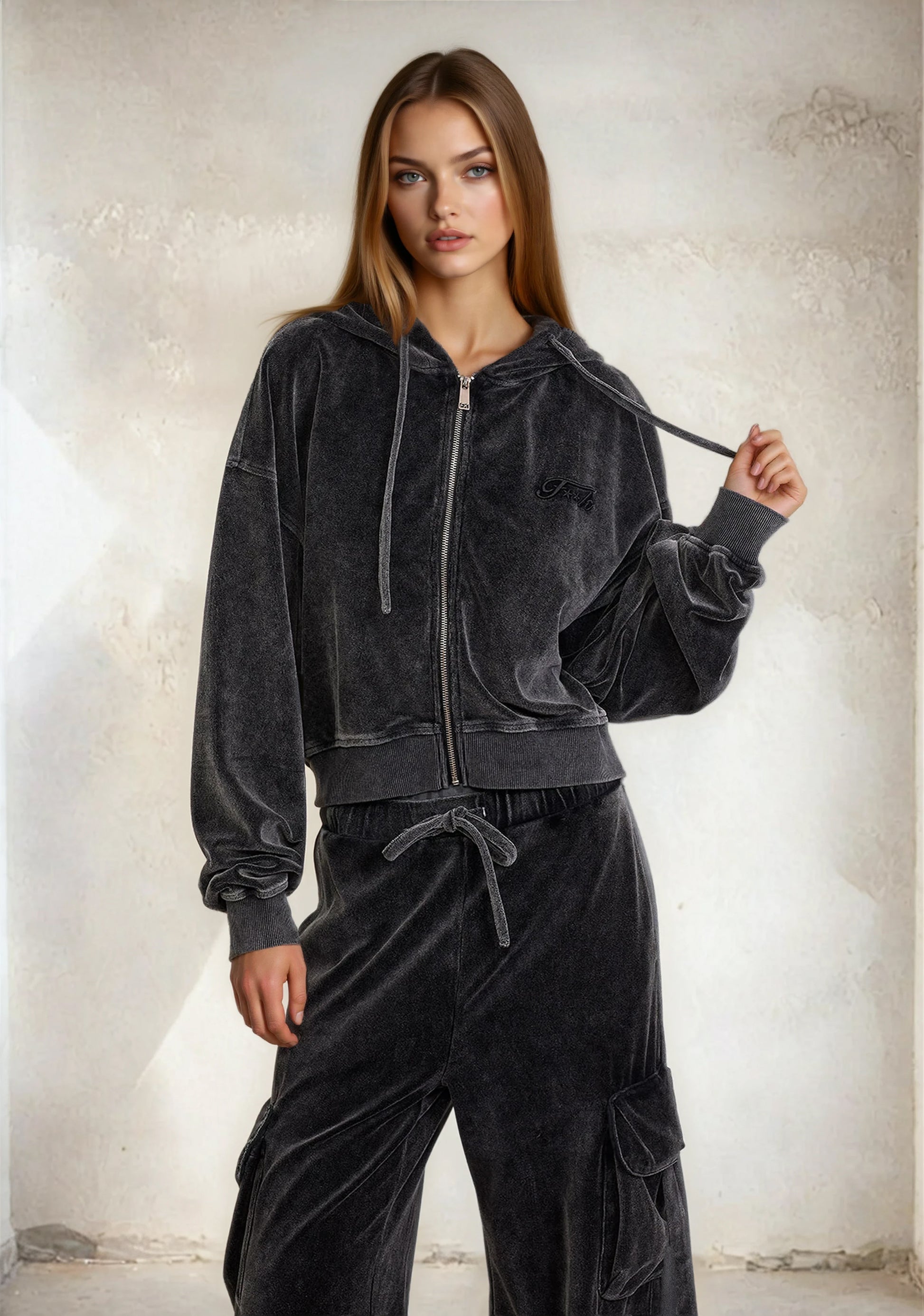 Bluza z kapturem kobiet F**K NERA W0400-BK