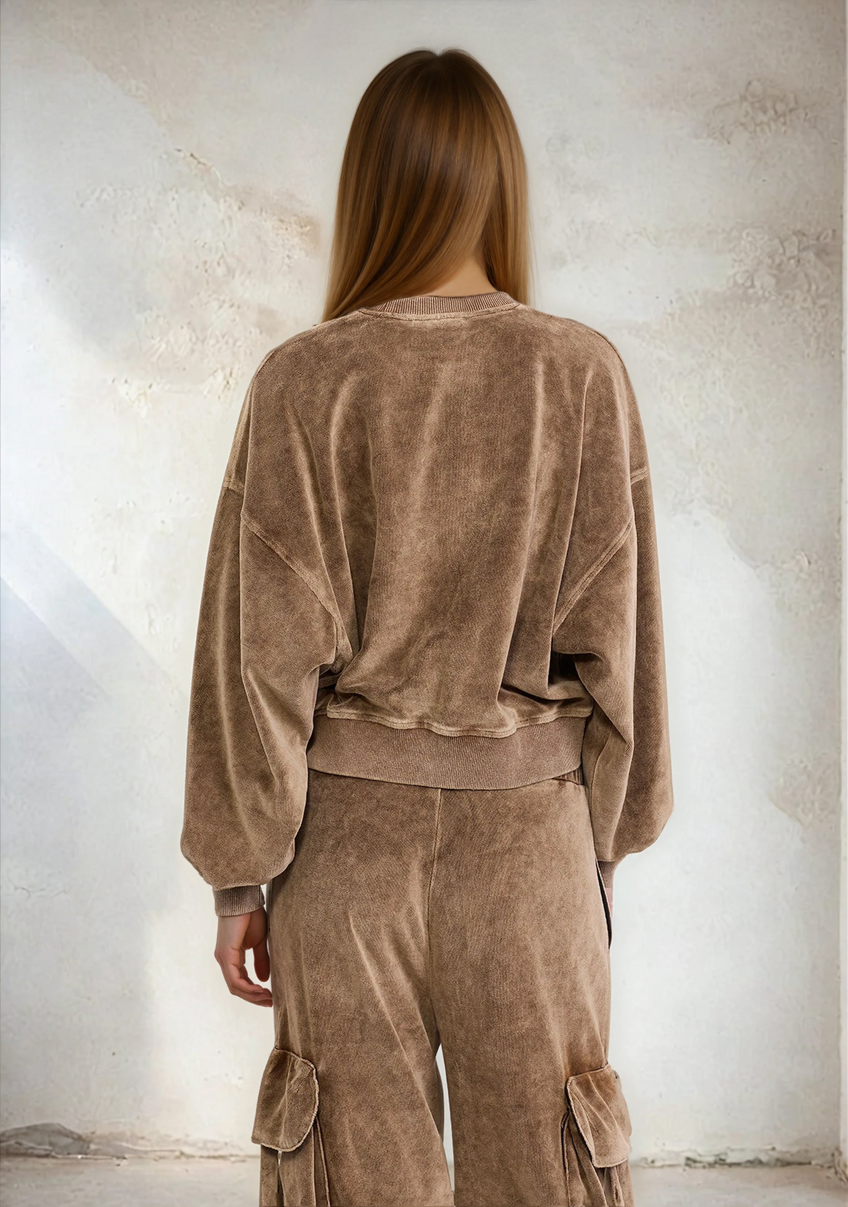 Felpa crop Donna F**K Light brown W0406-LB