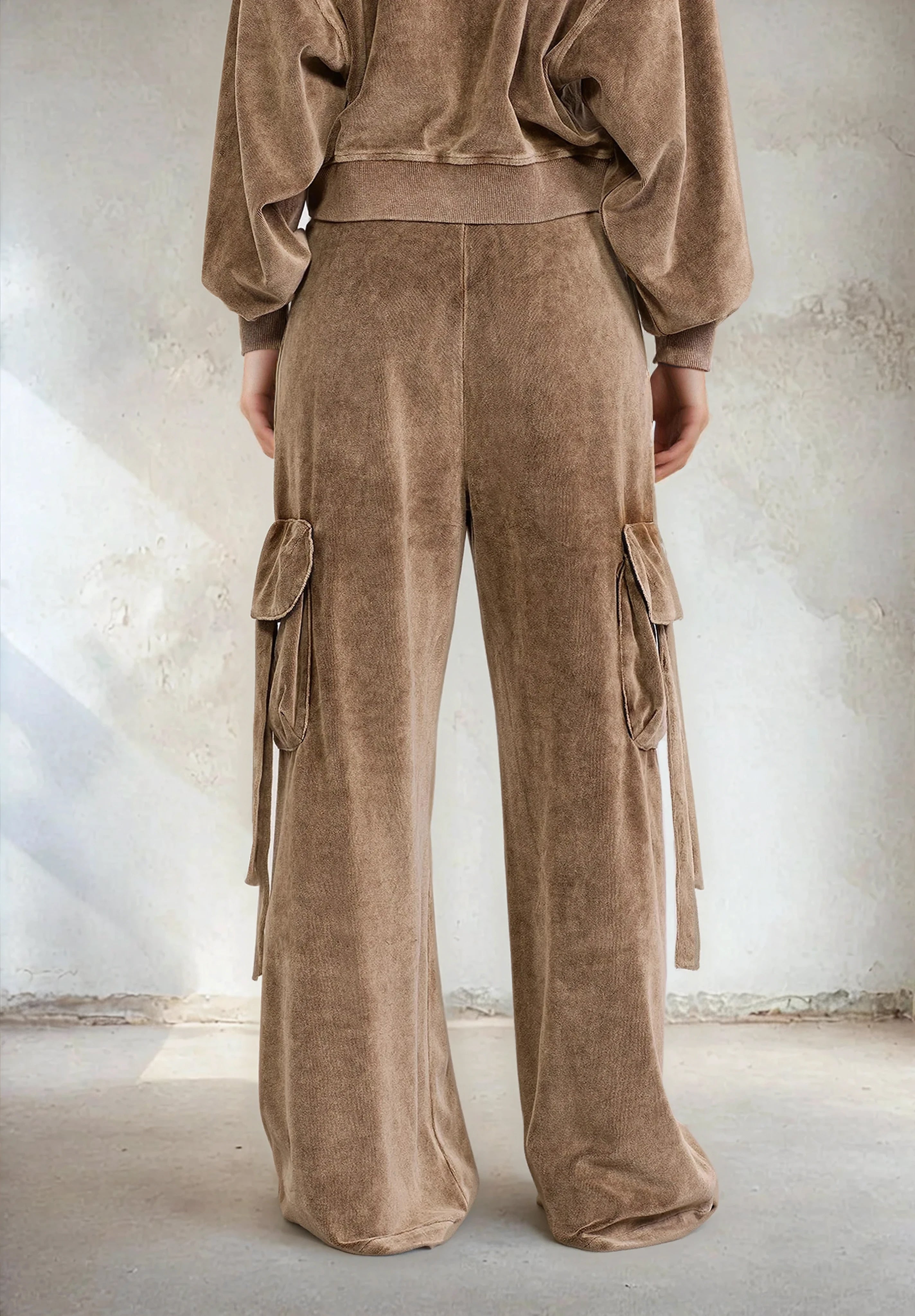 Image of Pantallona Cargo për femra F**K Kafe e çelur W0412-LB