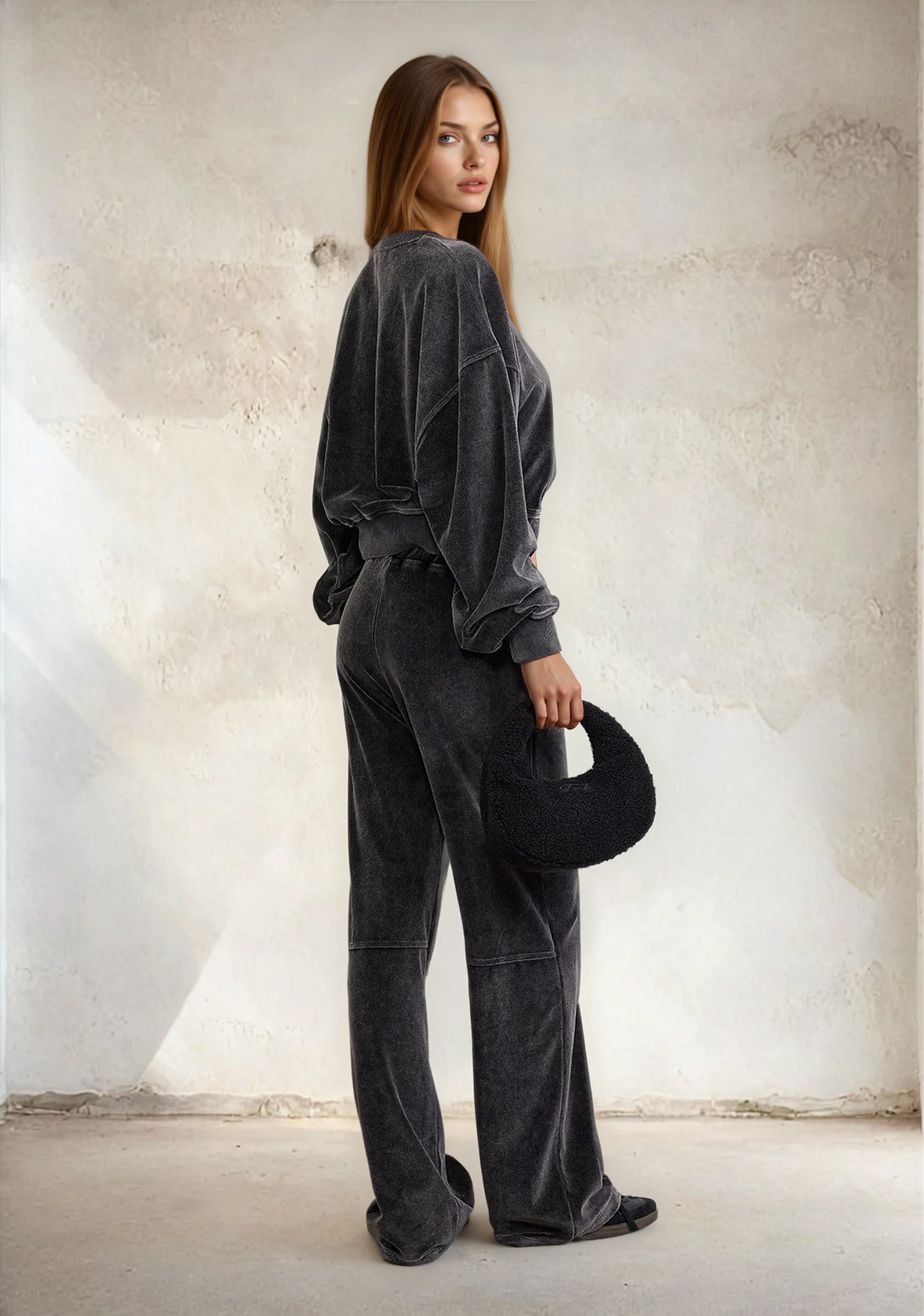 pantallona grash F**K E zezë W0415-BK