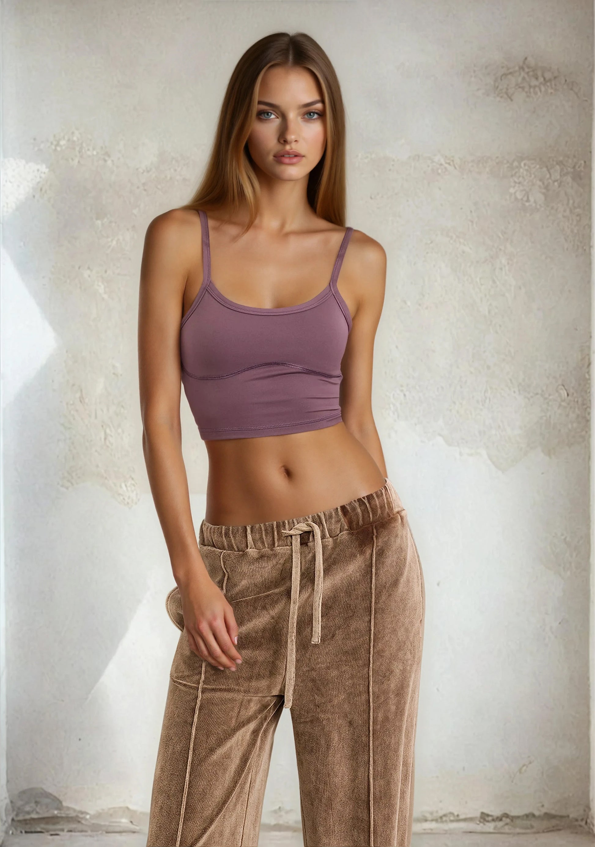 Woman sports top F**K Light Brown W0500-LB