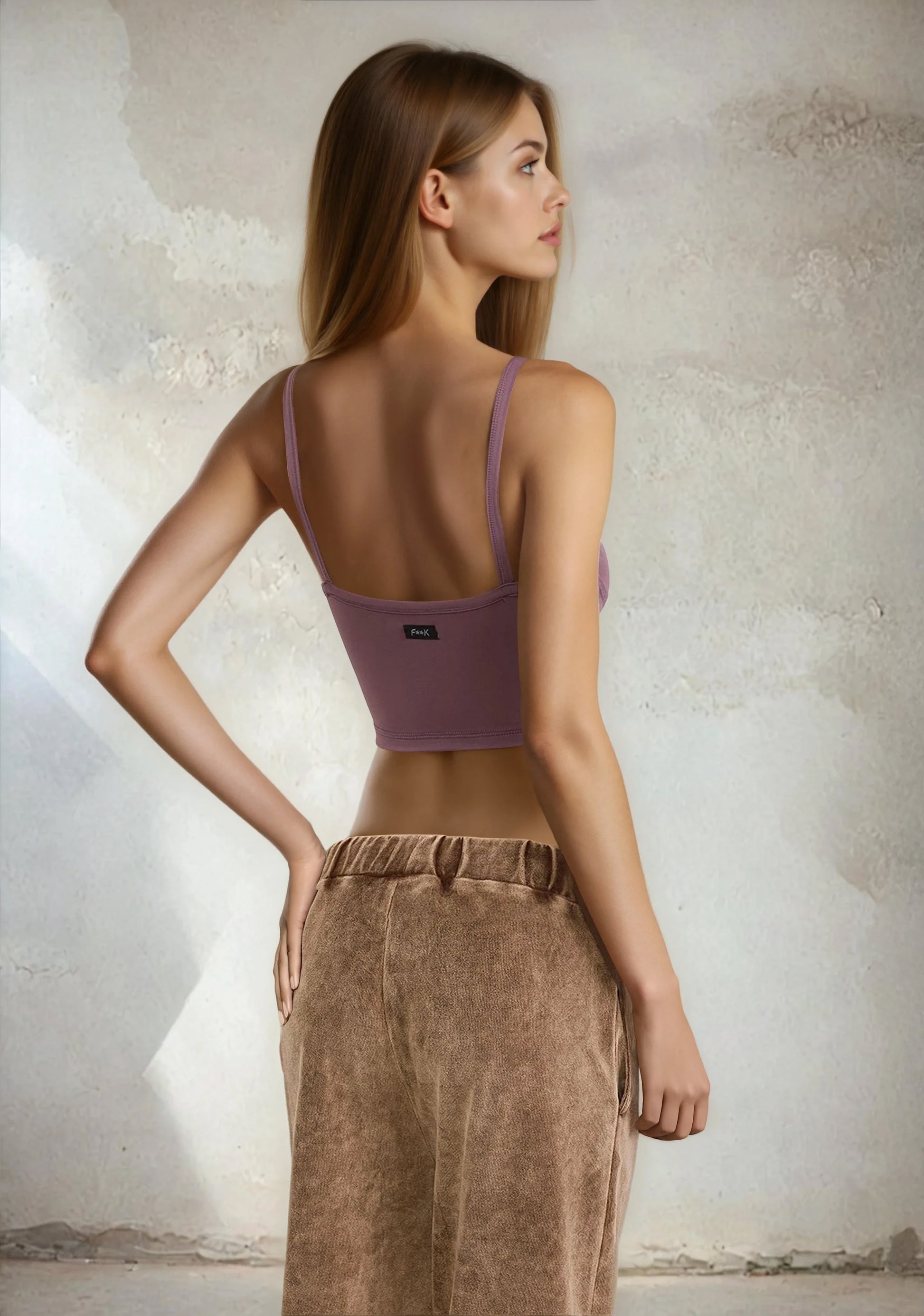 Woman sports top F**K Light Brown W0500-LB