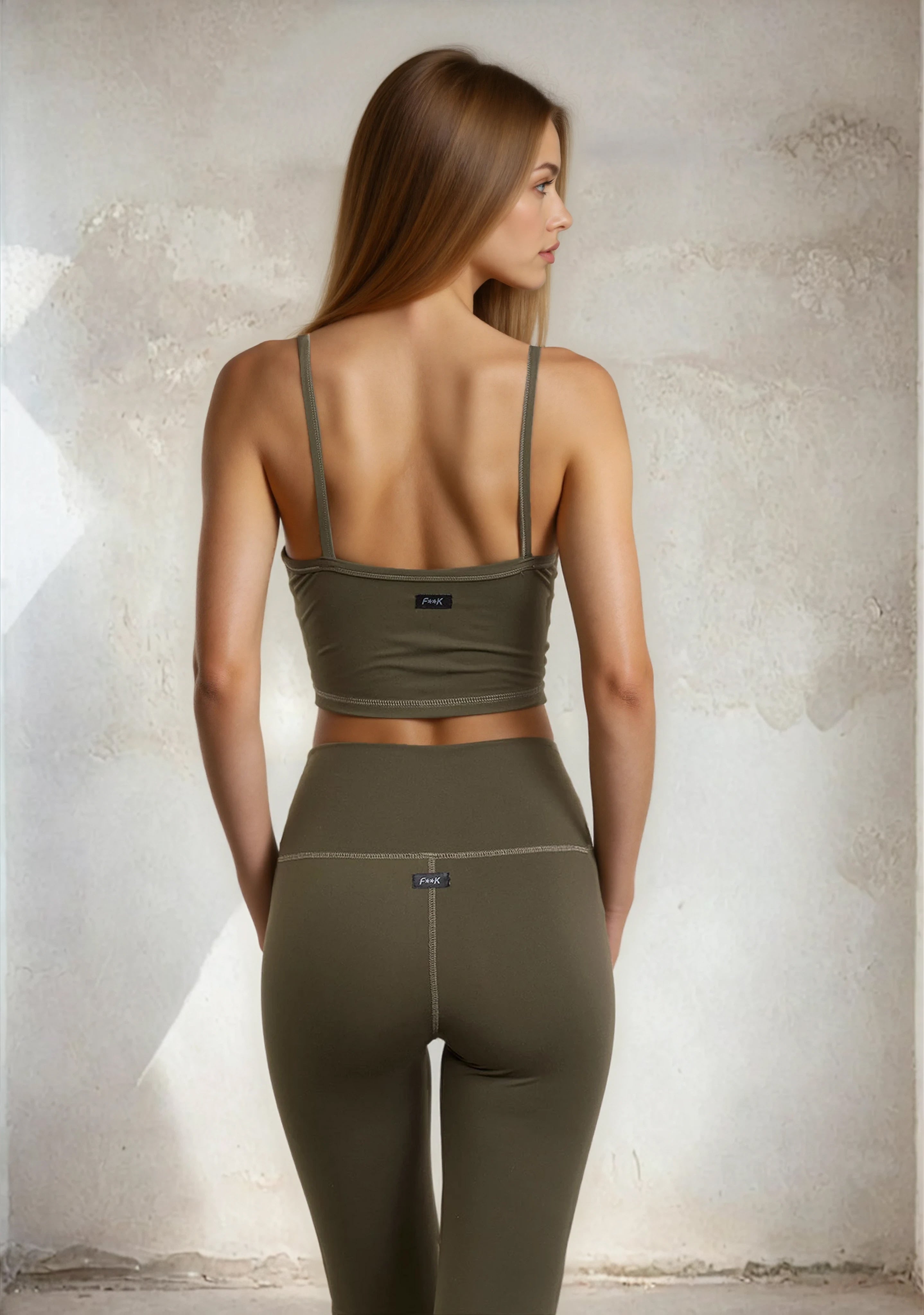 Image of Woman sports top F**K Military green W0500-Mg