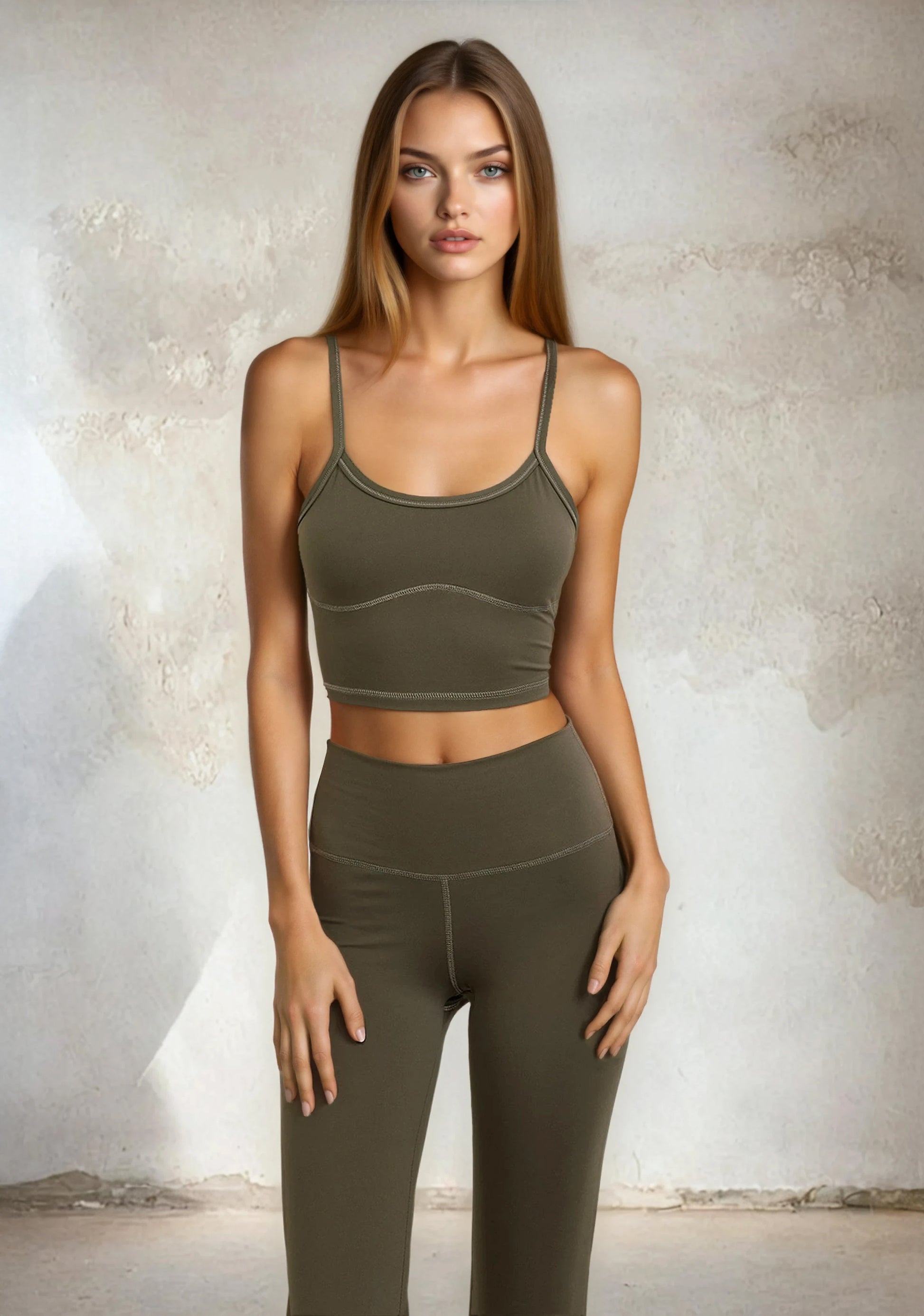 Woman sports top F**K Military green W0500-Mg