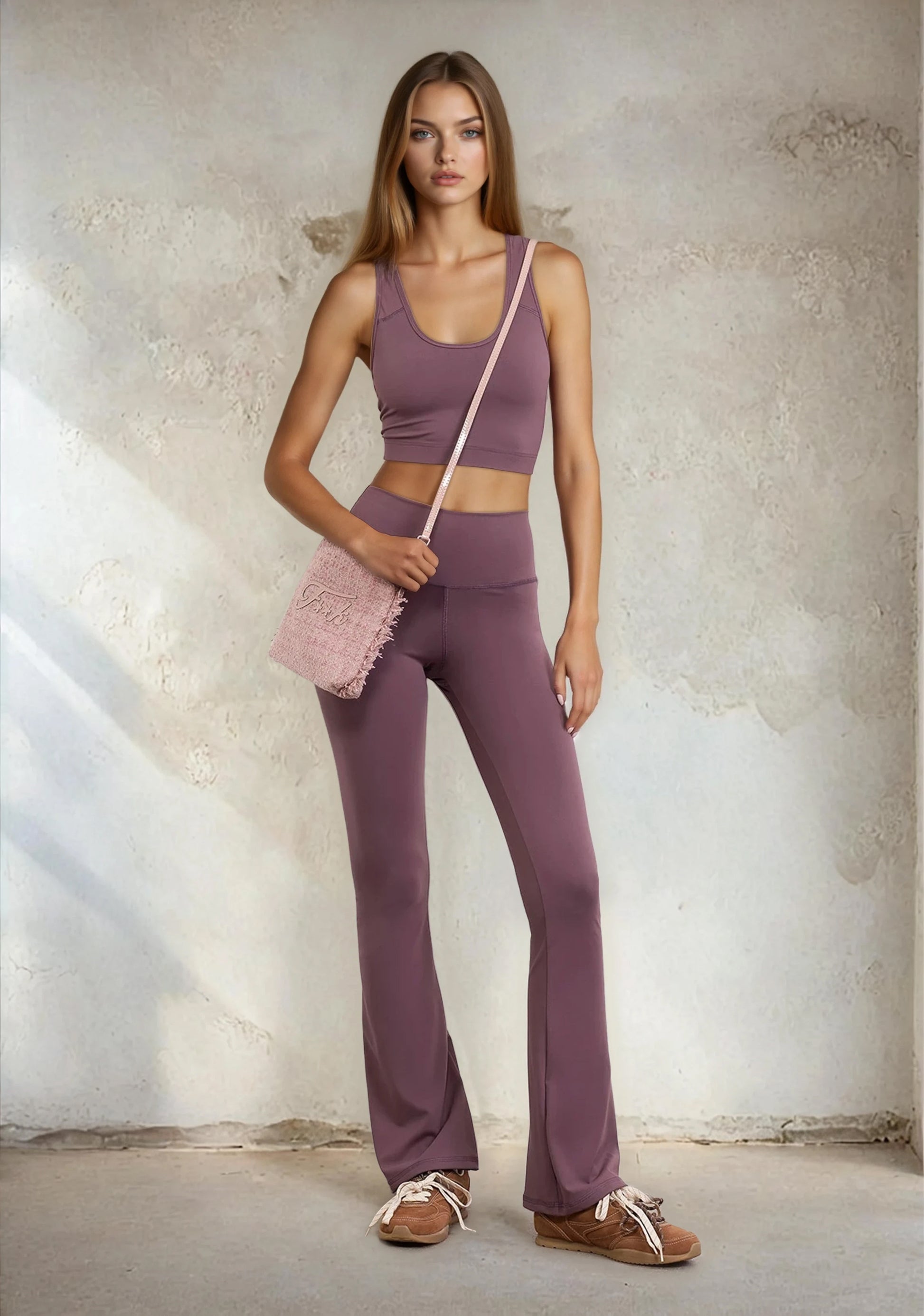 Woman sports top F**K Light Brown W0502-LB