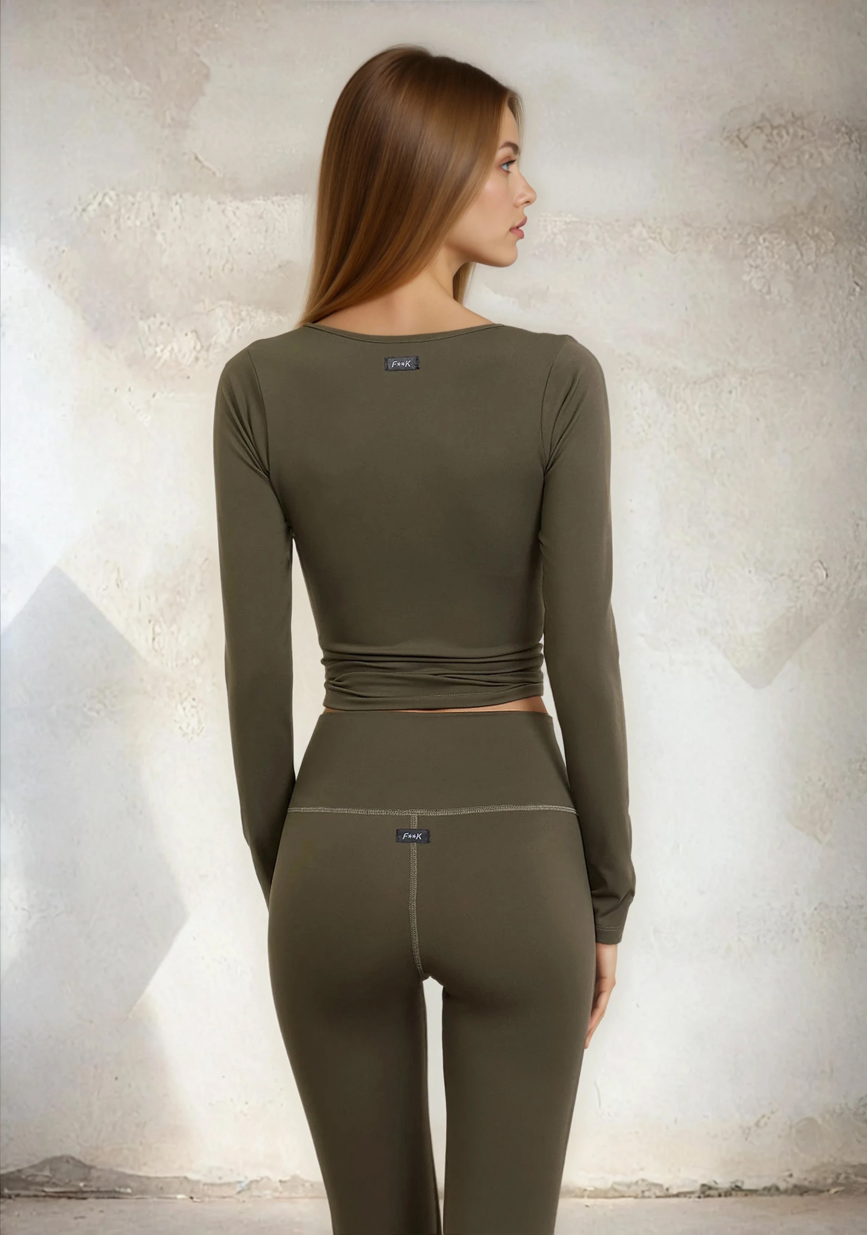 Woman long sleeve top F**K Military green W0504-Mg