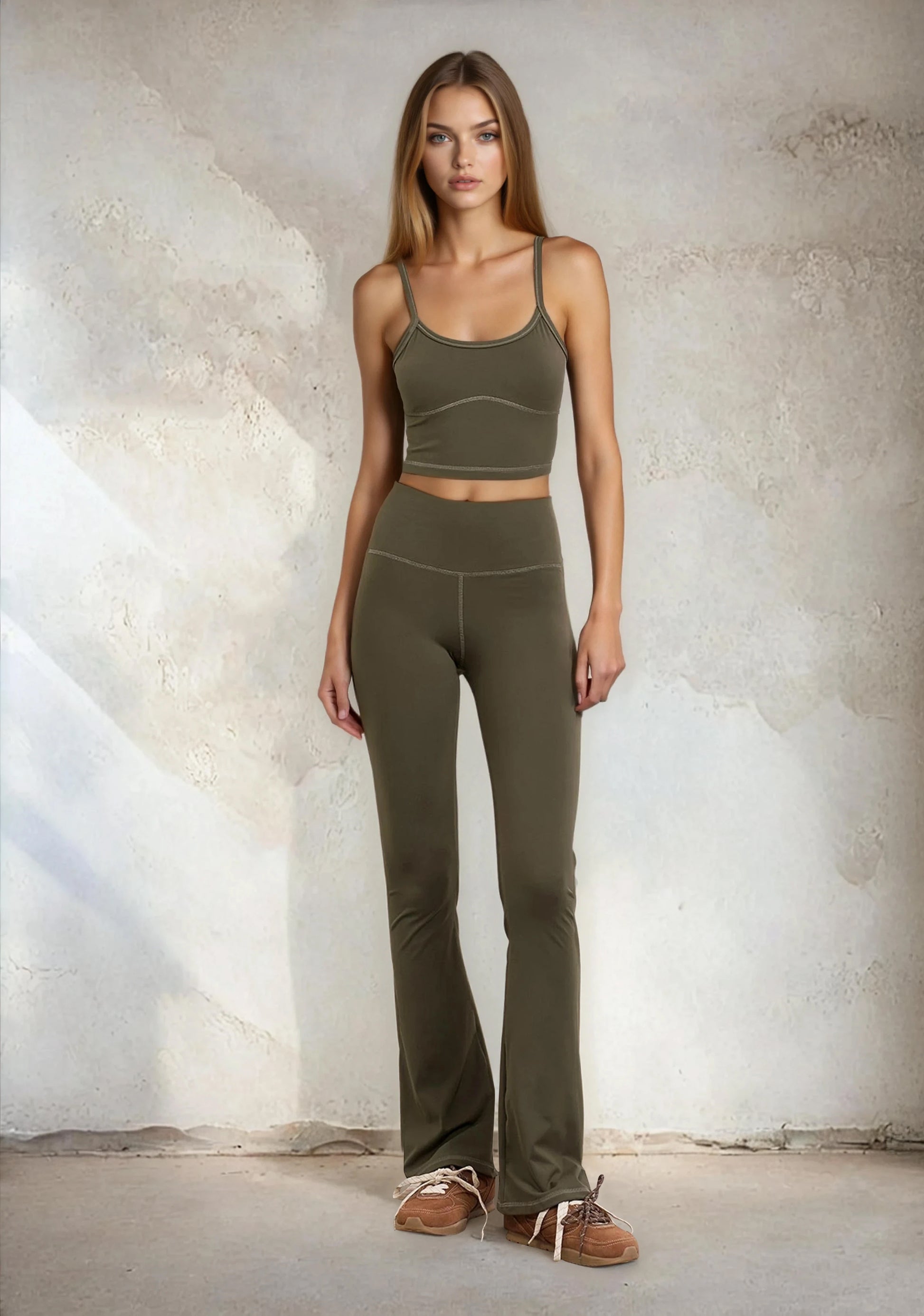 Woman sports top F**K Military green W0500-Mg