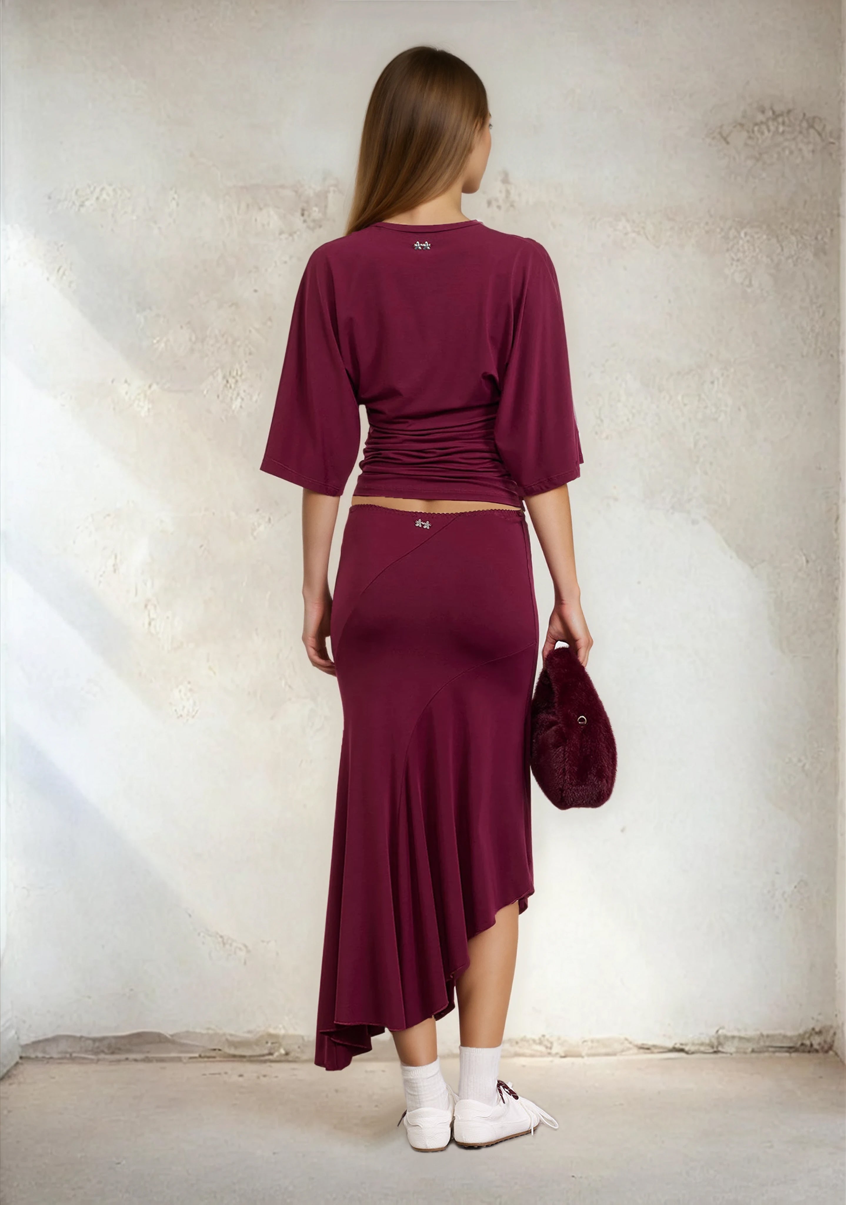 Image of Midi Woman Skirt F**K Bordeaux W0610-BD
