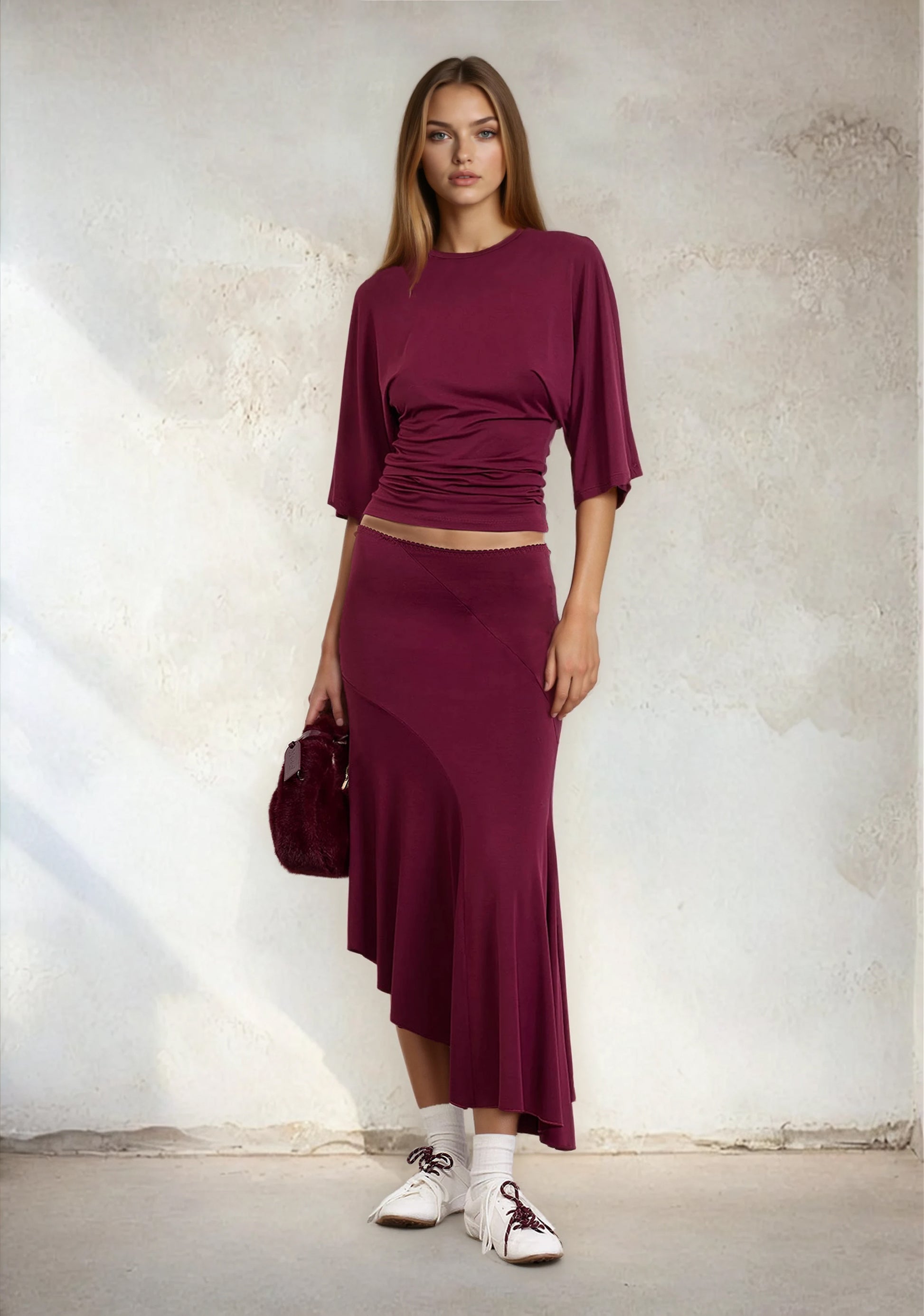 Midi Woman Skirt F**K Bordeaux W0610-BD