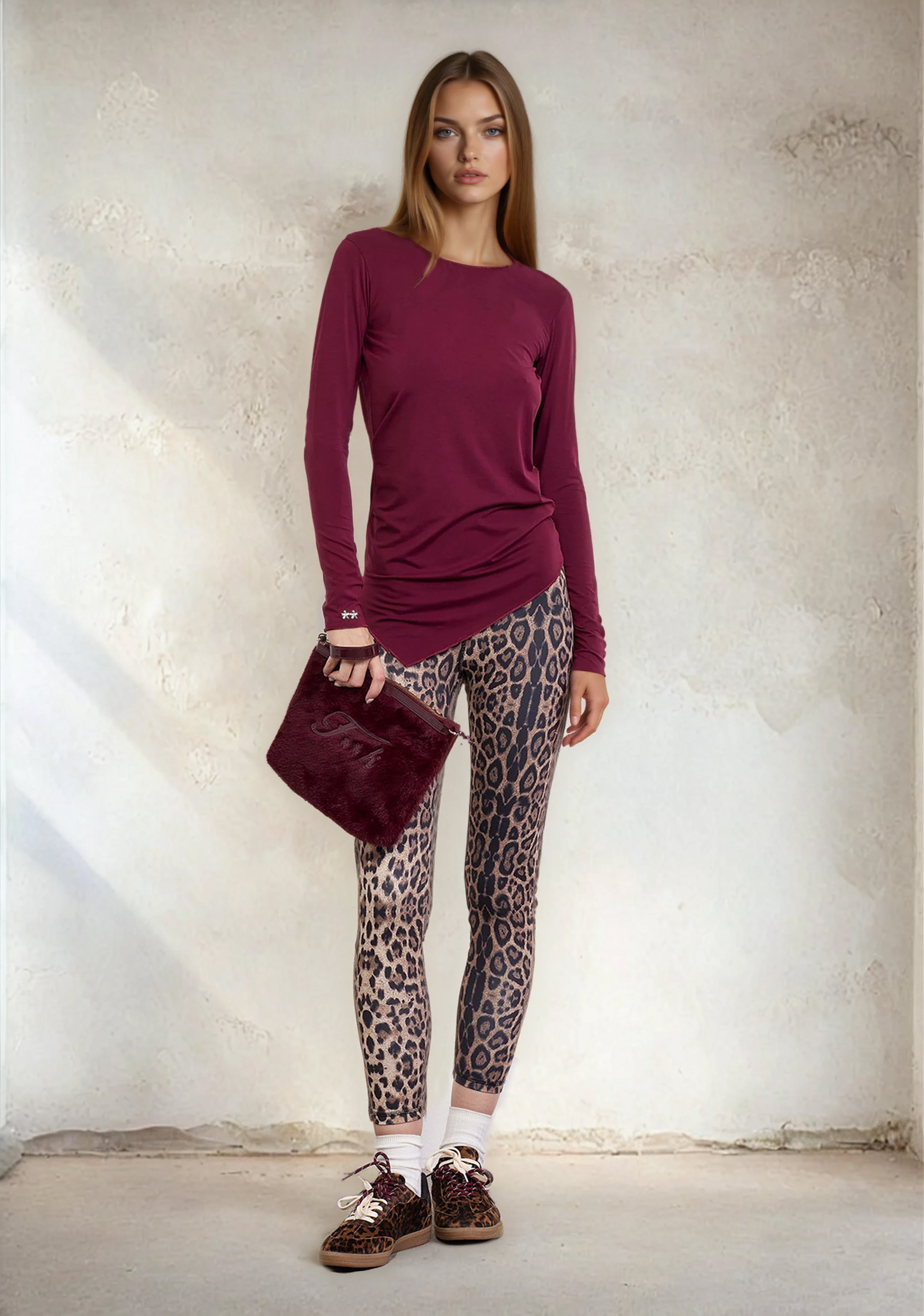 Image of Woman long sleeve t-shirt F**K Bordeaux W0602-BD