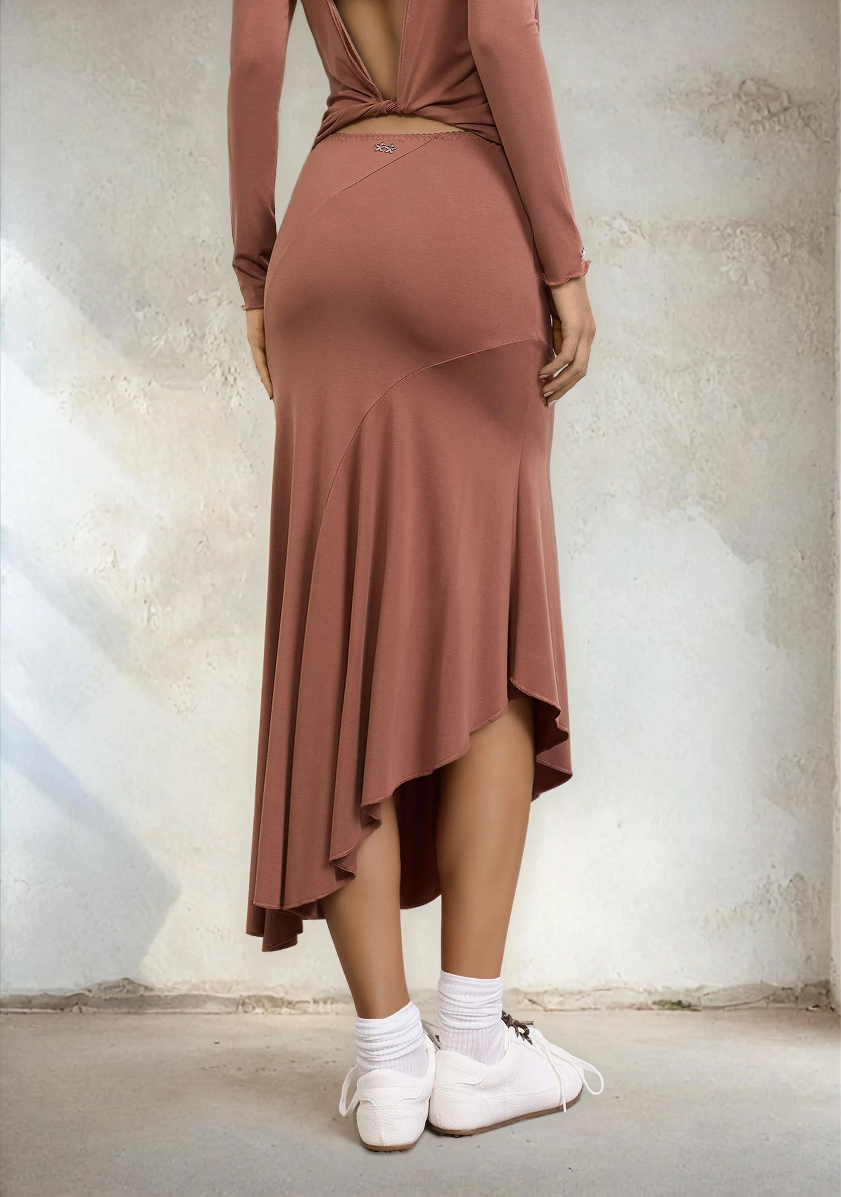 Image of Gonna Midi Donna F**K Light Brown W0610-LB